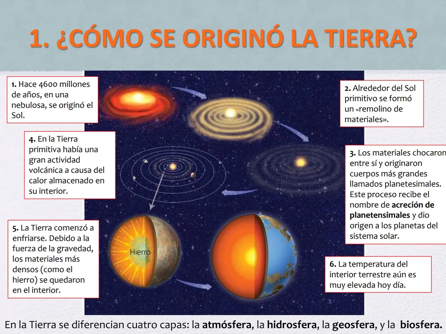 # LA GEOSFERA
Tema 3 # LA GEOSFER A
1. ¿Cómo se originó la Tierra?
2. Las capas del interior terrestre
3. ¿Qué son los minerales?
4. ¿Qué s