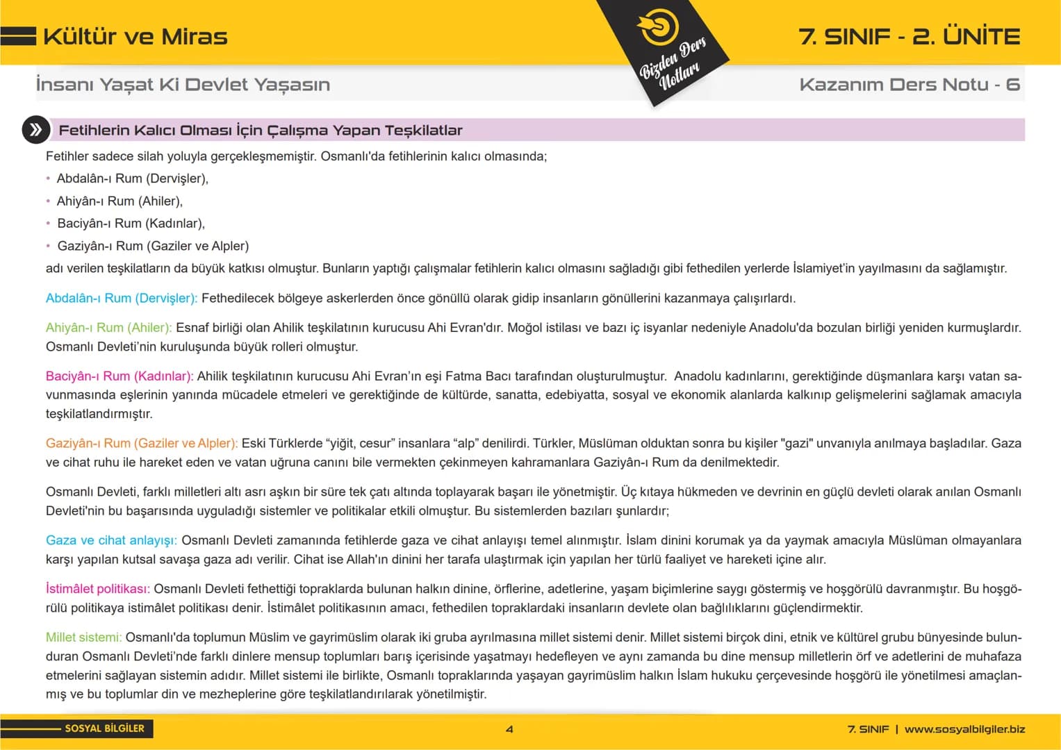 # 7.SINIF
# 2.ÜNİTE
# DERS NOTLARI
sosyalbilgiler.biz
Şeyhmus Yüce Kültür ve Miras
Beylikten Cihan Devletine
> İkinci Anadolu Beylikle