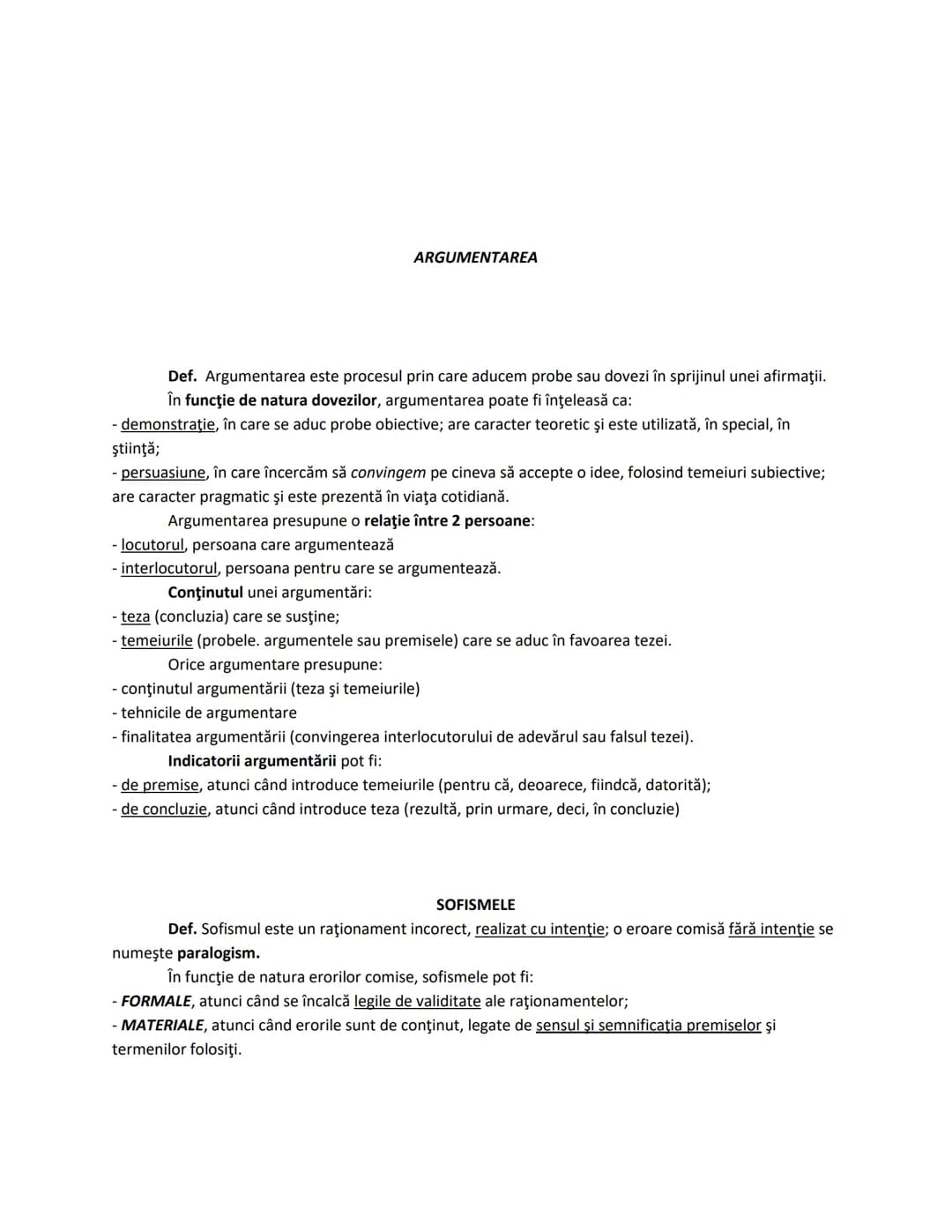 ARGUMENTAREA
Def. Argumentarea este procesul prin care aducem probe sau dovezi în sprijinul unei afirmaţii.
În funcţie de natura dovezilor,