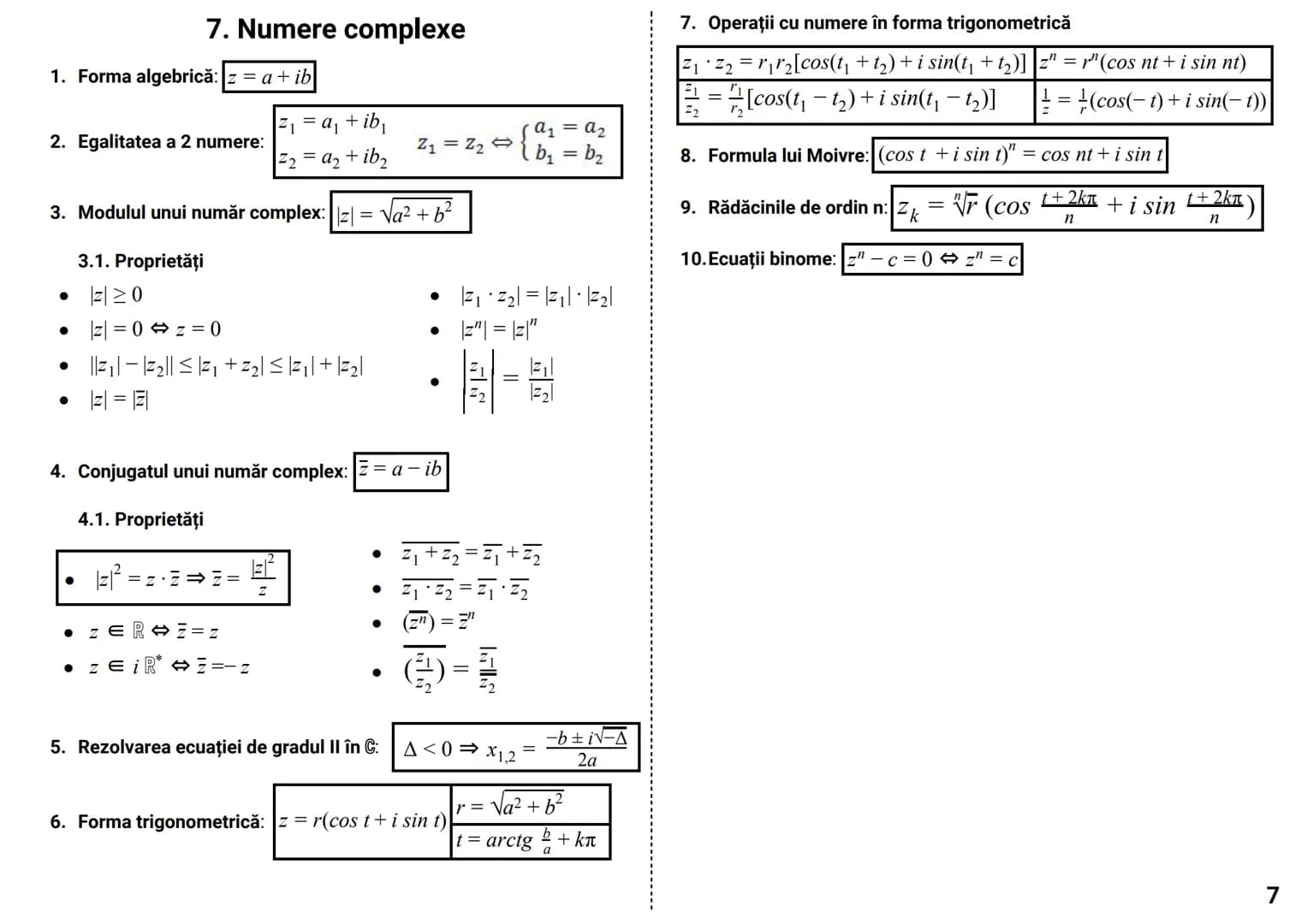 Formule & Teorie MATEMATICĂ CUPRINS
NOTIŢE
0. Formule de calcul prescurtat. Inegalități.
.1
1. Modul. Partea întreagă și fracționară....
.1
