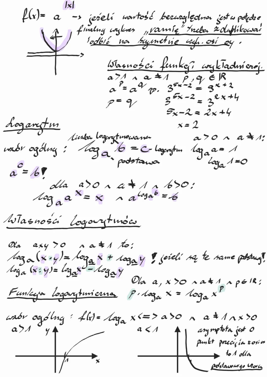 Funkcja wykładni cza
wzór ogólng: $f(x)= a^x$
współczynika" jest
w prediale (0;2),
nie może być ujemny!
$a \neq 1$!
$a>1$
47
asymptotą pods