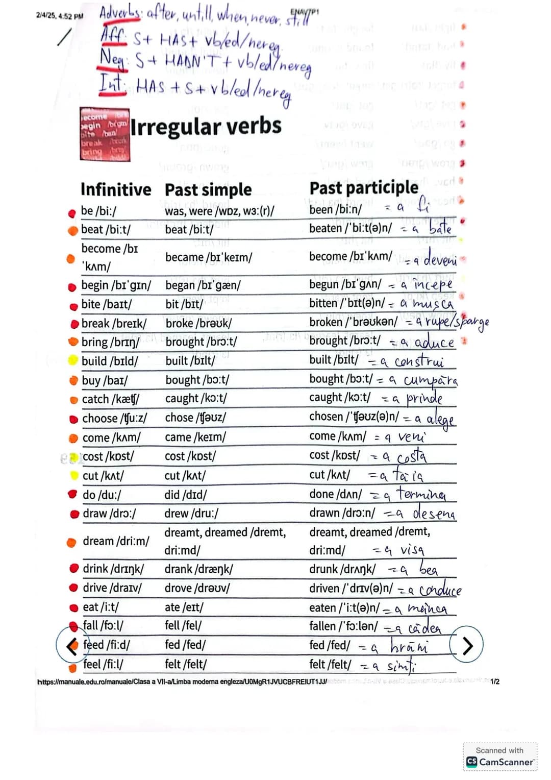 2/4/25, 4:52 PM
Adverbs: after, untill when, never, t
Aff. S+ HAS+ vb/ed/nereg.
Ney: S+ HADN'T + vbled/nereg
Int: HAS + S+ vbled /nerey
Irr