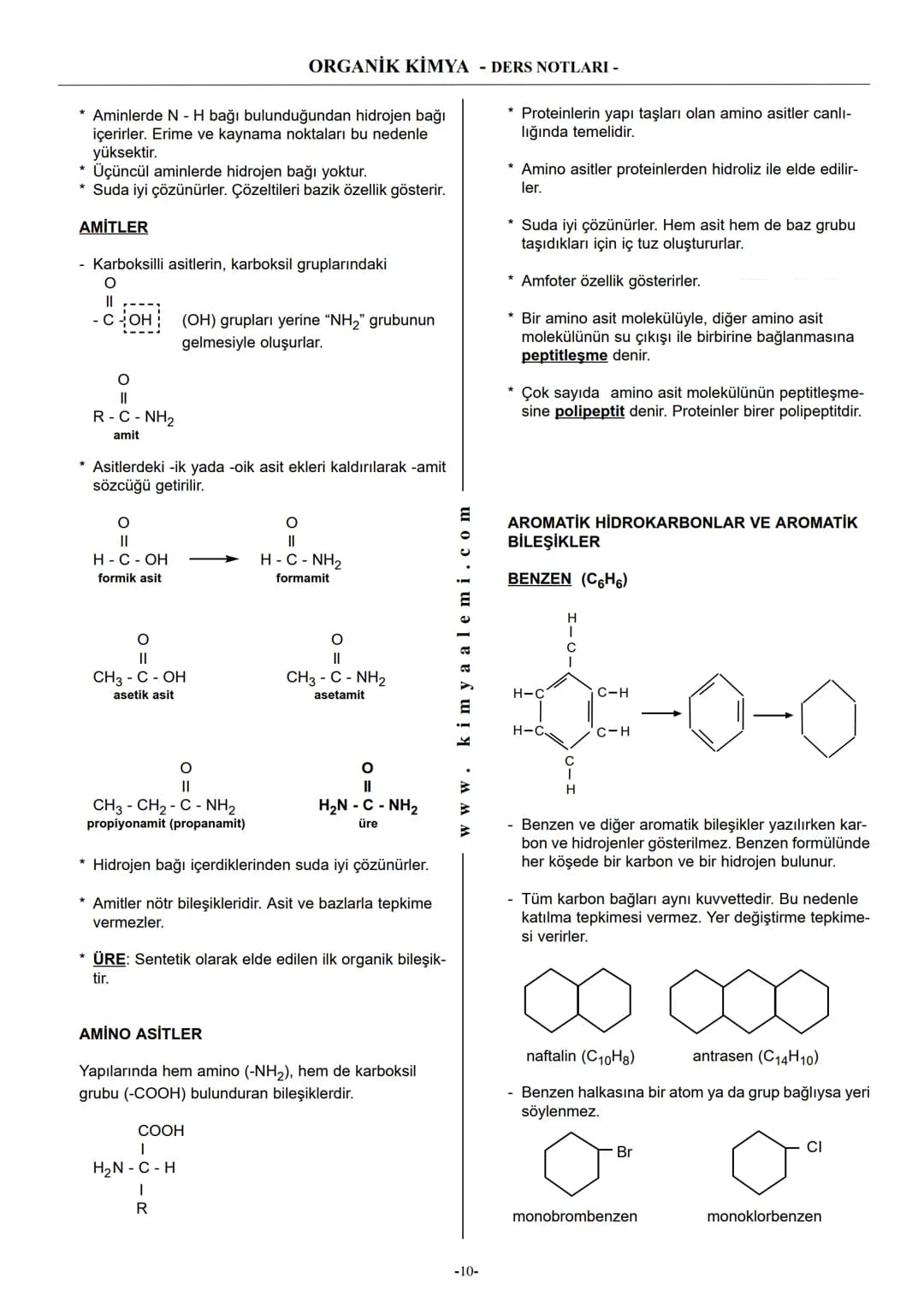 ORGANİK KİMYA - DERS NOTLARI -
Alifatik
HİDROKARBONLAR
(Zincir yada halkalı)
Doymuş
↓
Doymamış
↓↓
Alkanlar
Alkan Alkin
Aromatik
(Arenler)