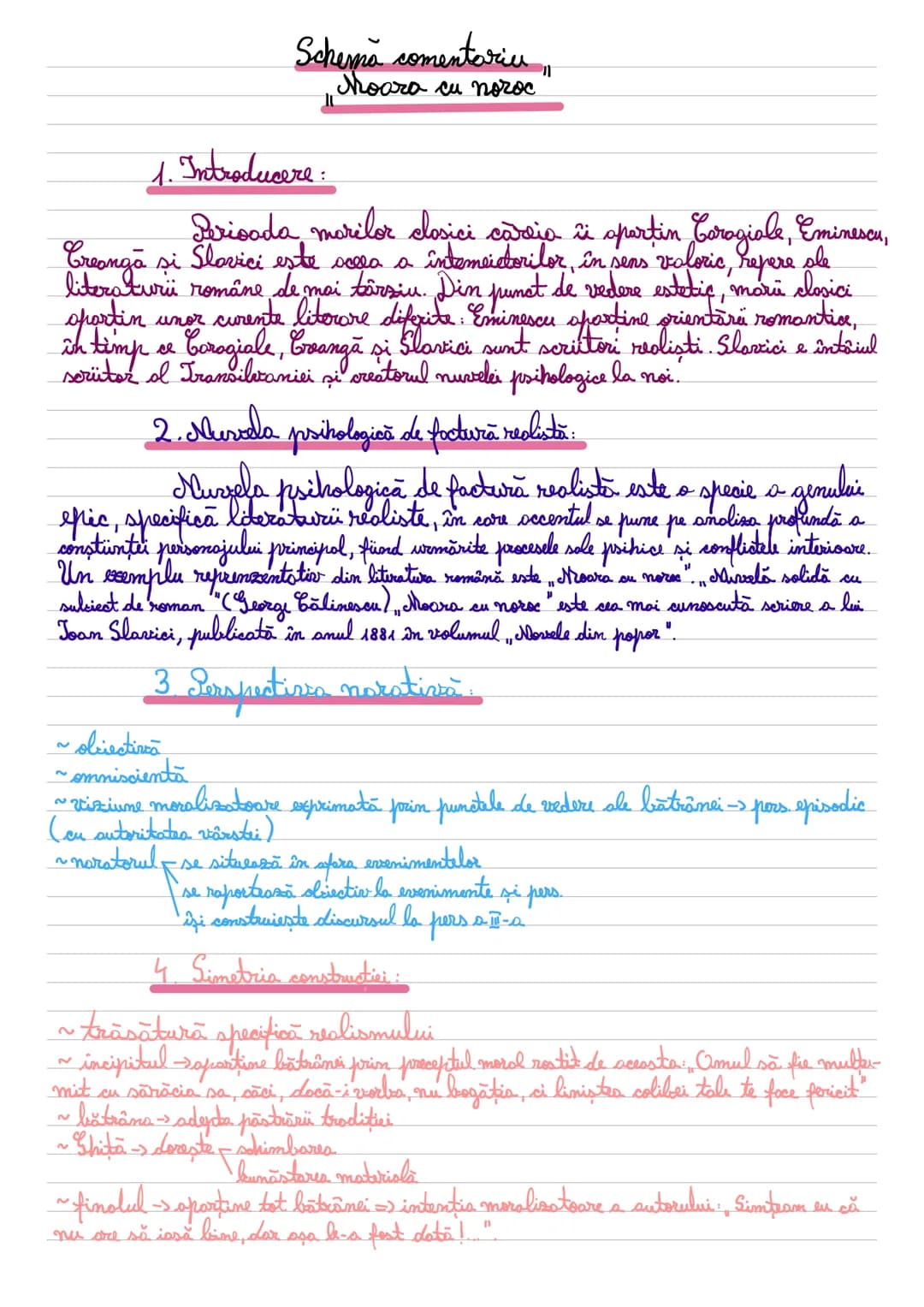 # Schema comentariu
Moara cu noroc
1. Introducere:
Perioada morilor clasici careia îi spartin Corogiale, Eminescu,
Creangă si Slovici este