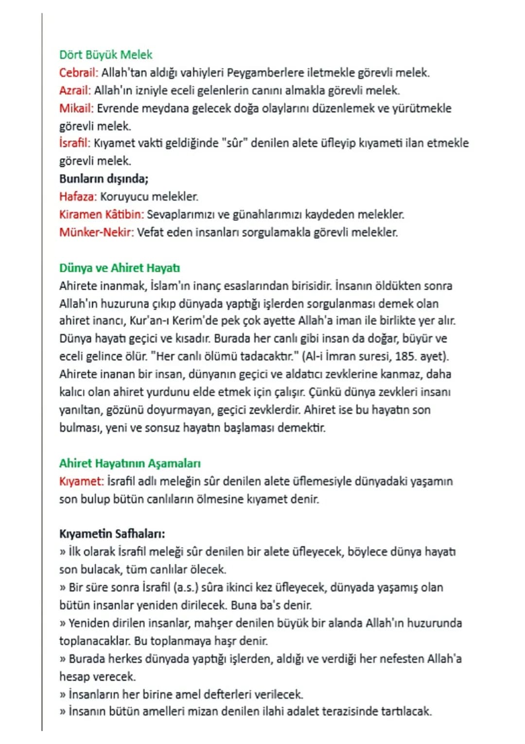 # 1.ÜNİTE MELEK VE AHİRET İNANCI
Görülen ve Görülmeyen Varlıklar
Varlıklar alemi, gözle görülebilen (maddî) ve gözle görülemeyen (manevî)