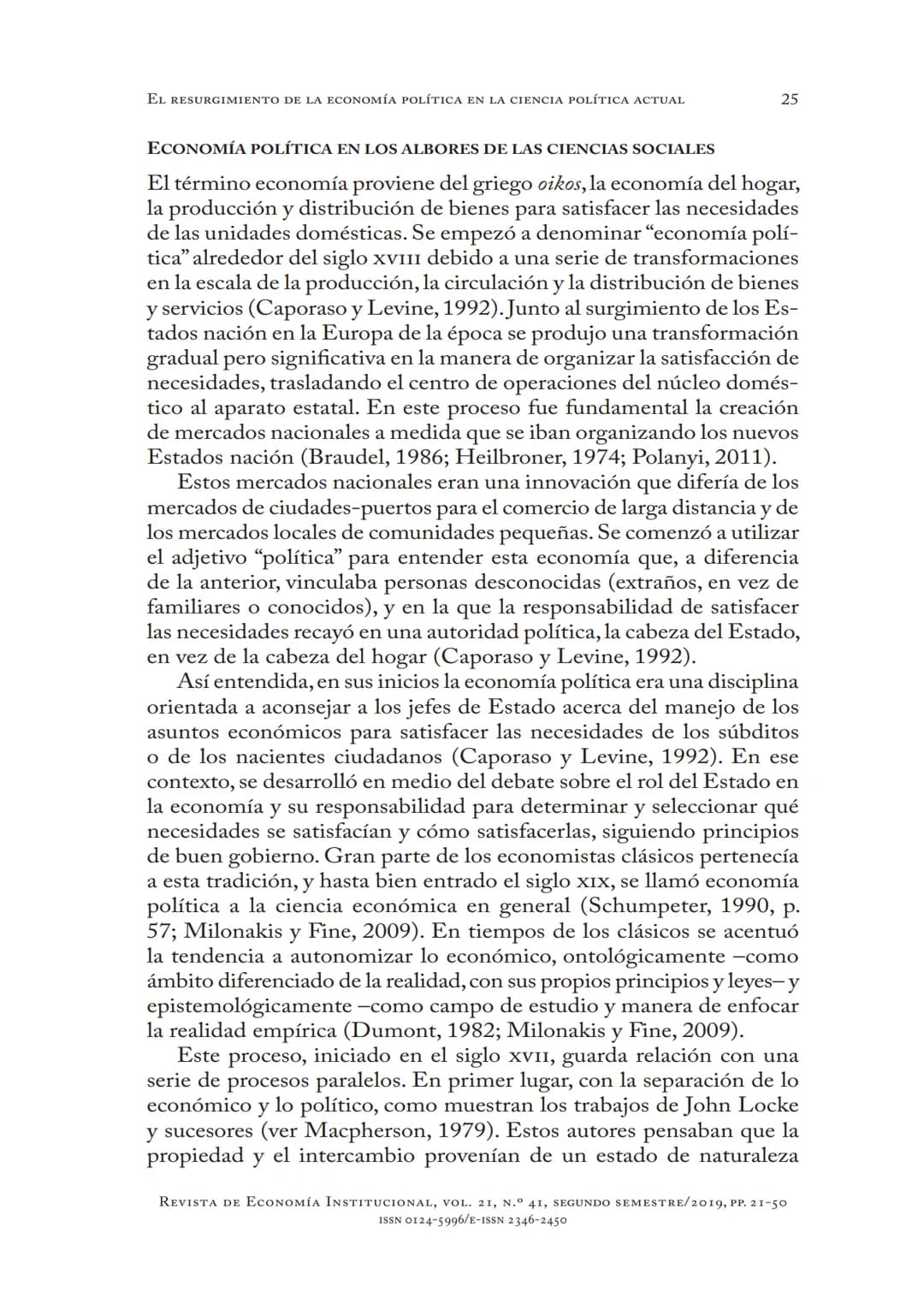 # EL RESURGIMIENTO
DE LA ECONOMÍA POLÍTICA
EN LA CIENCIA
POLÍTICA ACTUAL
Aldo Madariaga
* DOI: https://doi.org/10.18601/01245996.v21n41.02