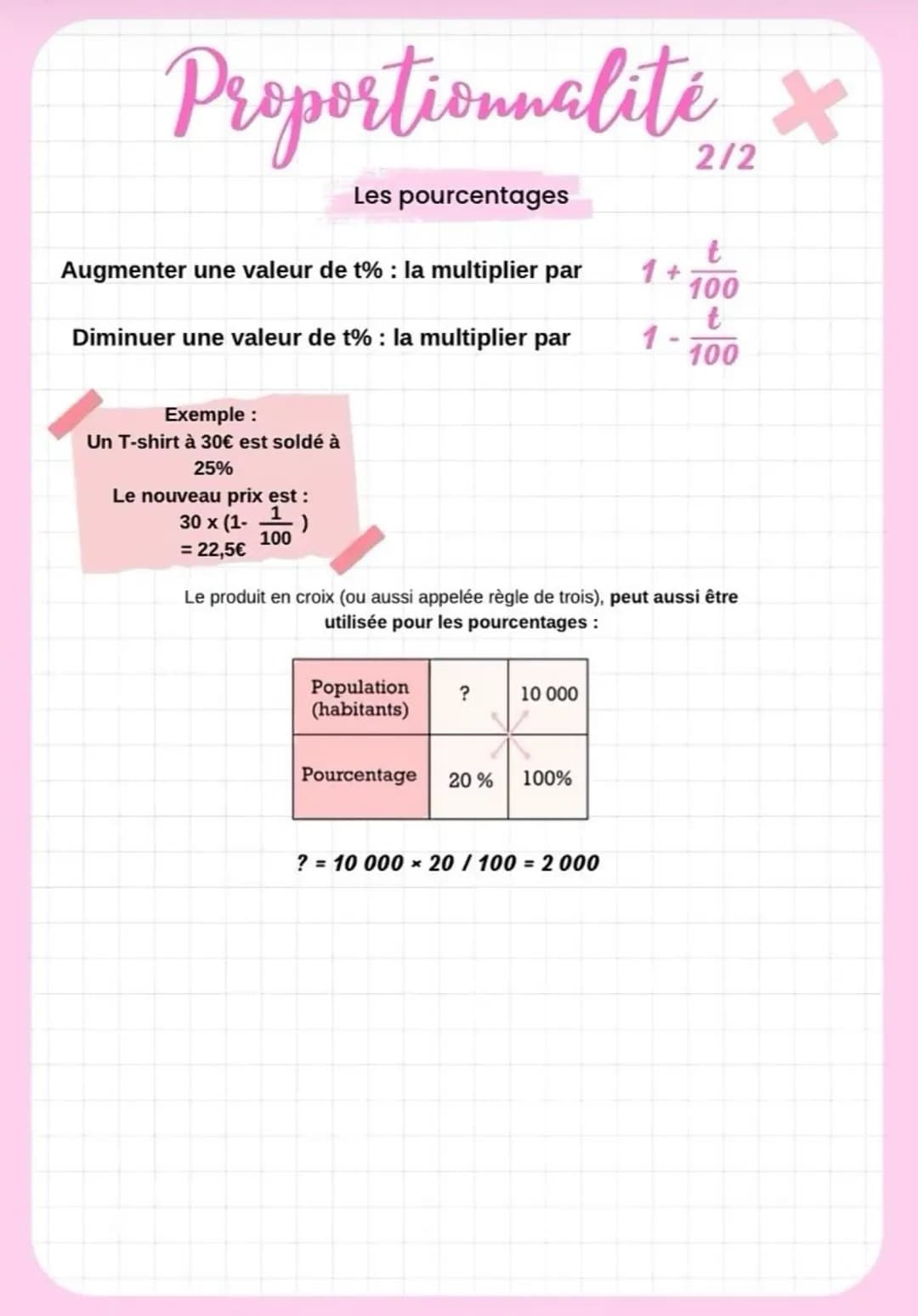 # Proportionnalité
Les tableaux de proportionnalité
2 grandeurs sont proportionnelles si on passe d'une grandeur à l'autre en la
multiplia