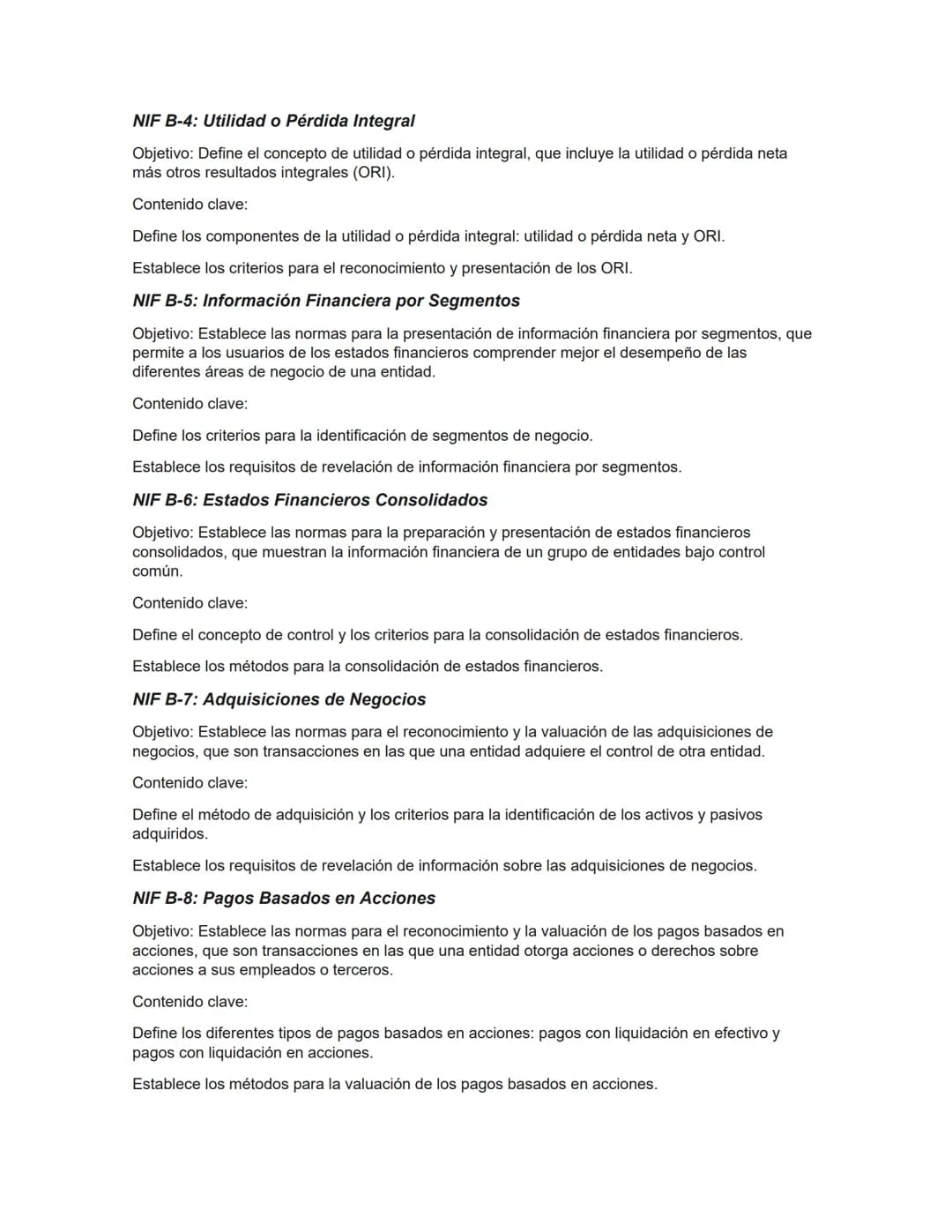 # RESUMEN DE LAS NORMAS DE INFORMACIÓN FINANCIERA.
## Serie NIF A: Marco conceptual
### NIF A-1: Estructura de las Normas de Información F