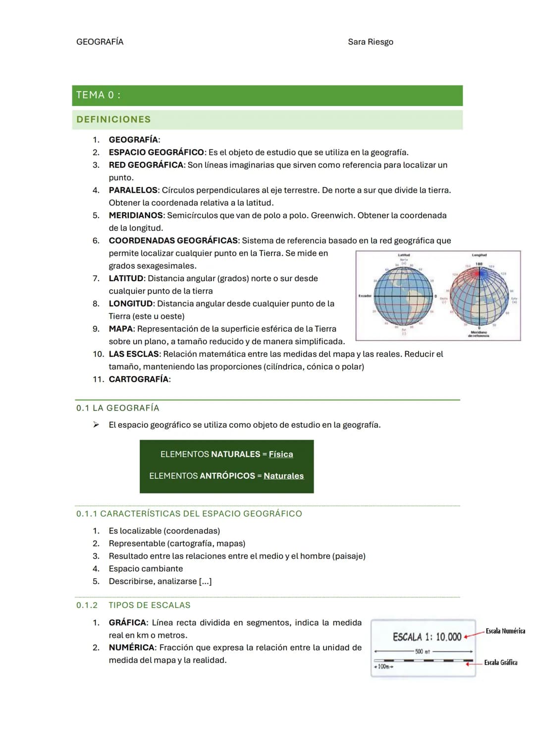 GEOGRAFÍA
TEMAS 0 Y 1 y 2
Sara Riesgo Antuña
CODEMA GEOGRAFÍA
Sara Riesgo
TEMA 0:
DEFINICIONES
1. GEOGRAFÍA:
2. ESPACIO GEOGRÁFICO: E