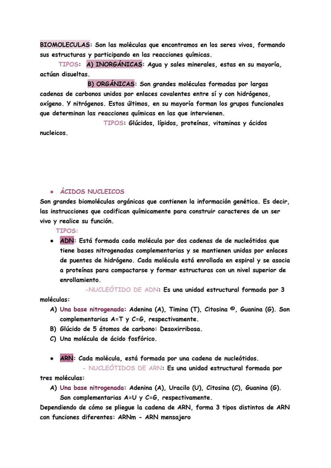 # TEMAS 4/5: BIOQUÍMICA
Genética: Es la ciencia que estudia la herencia de caracteres es decir, cómo se
transmite la información para const