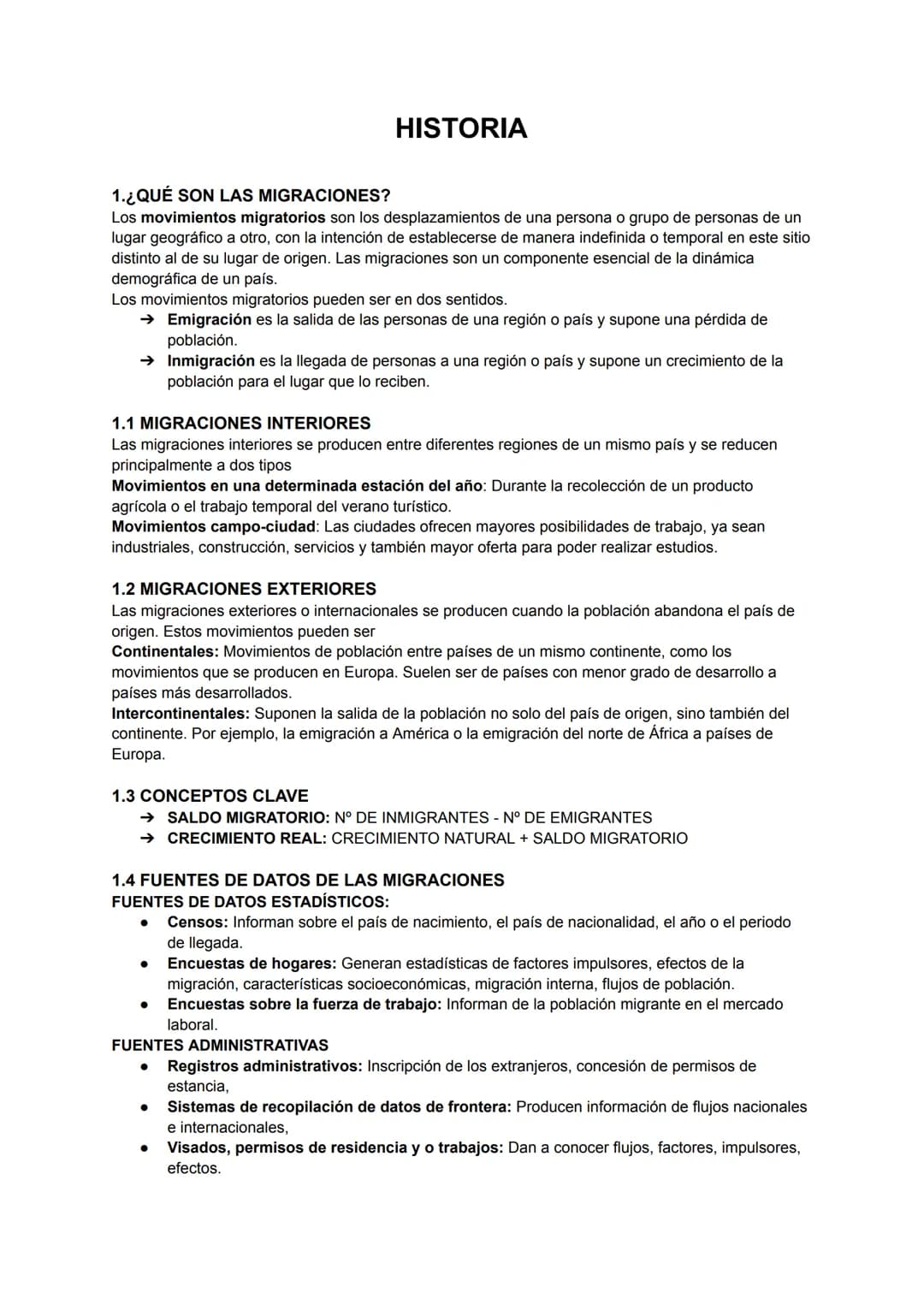 # HISTORIA
1.¿QUÉ SON LAS MIGRACIONES?
Los movimientos migratorios son los desplazamientos de una persona o grupo de personas de un
lugar