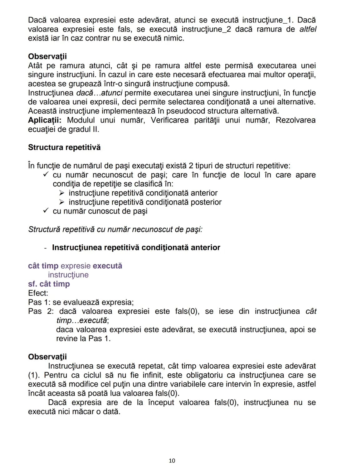 # CONŢINUTURI Bacalaureat
1. Algoritmi
1.1. Noţiunea de algoritm, caracteristici
1.2. Date, variabile, expresii, operaţii
1.3. Structuri