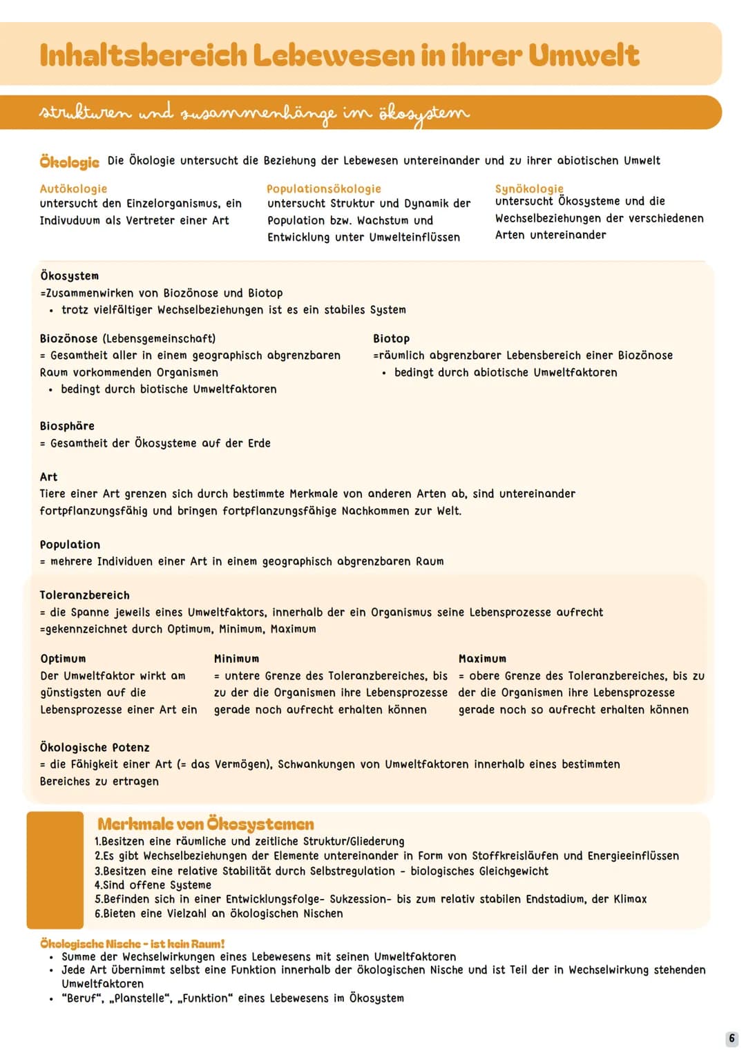 1
LEBEWESEN IN IHRER UMWELT
1. Strukturen und Zusammenhänge im Ökosystem
a. Ökologie Begriffe, Merkmale
5
b. Populationsökologie, Umweltfak