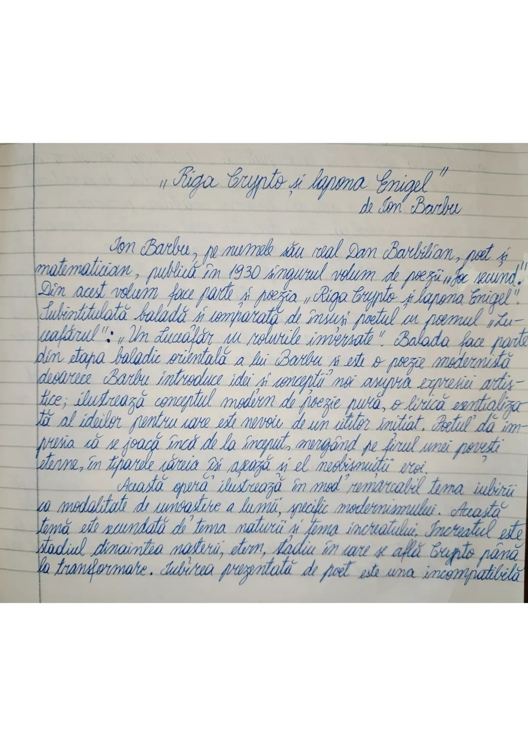# 14 Riga Crypto si lapona Enigel "
Ion Barbu
de Ion Barbu
1, pe numele său real Dan Barbilian, port
matematician, publica în 1930 singur