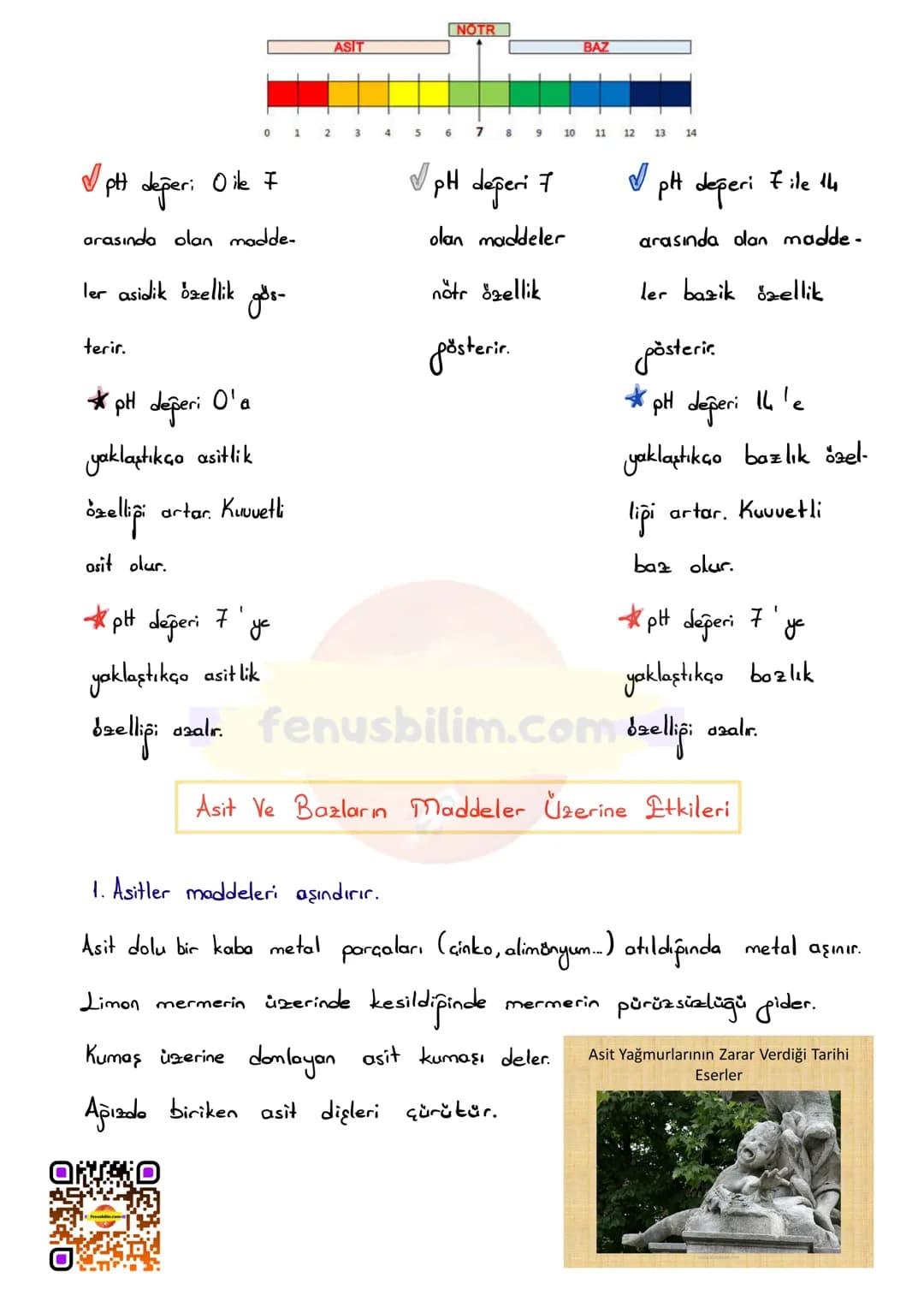 # ASİTLER VE BAZLAR
Suda çözündüklerinde $H^+$ ya da $OH^-$ iyonu oluşturan maddelerdir.
ASİTLER
* Suda çözündüklerinde $H^+$ (hidrojen)