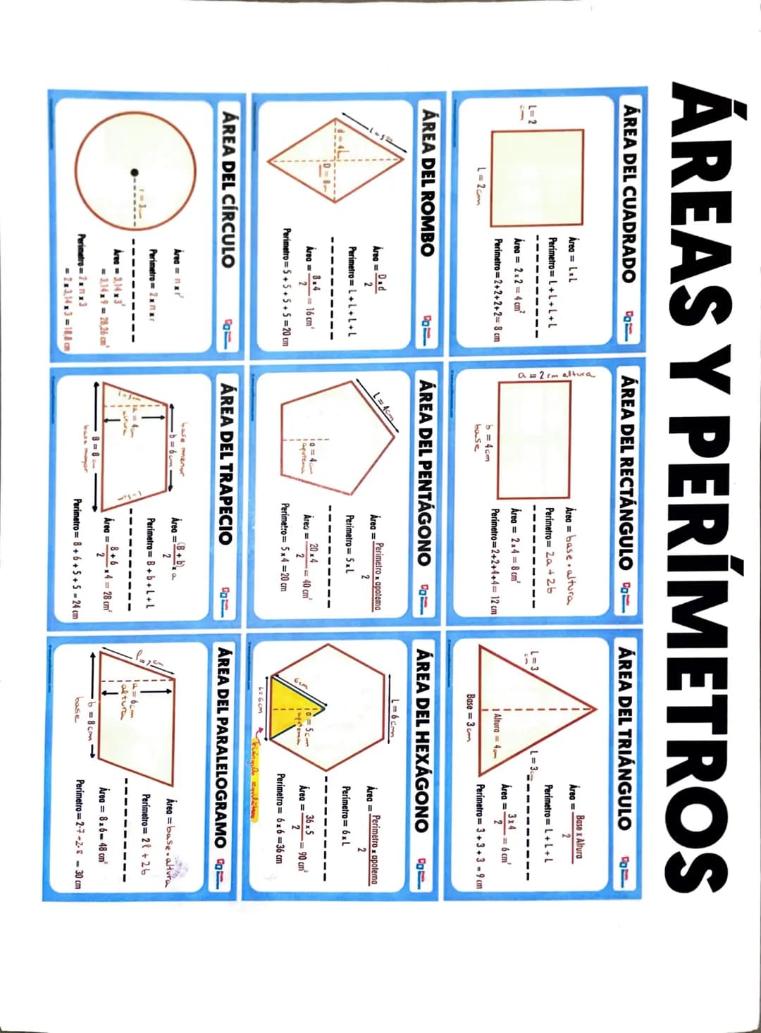 # Fórmulas de área y volumen de cuerpos
geométricos
| Figura | Esquema | Área | Volumen |
|---|---|---|---|
| Esfera | | $A_{total}$ = 4π