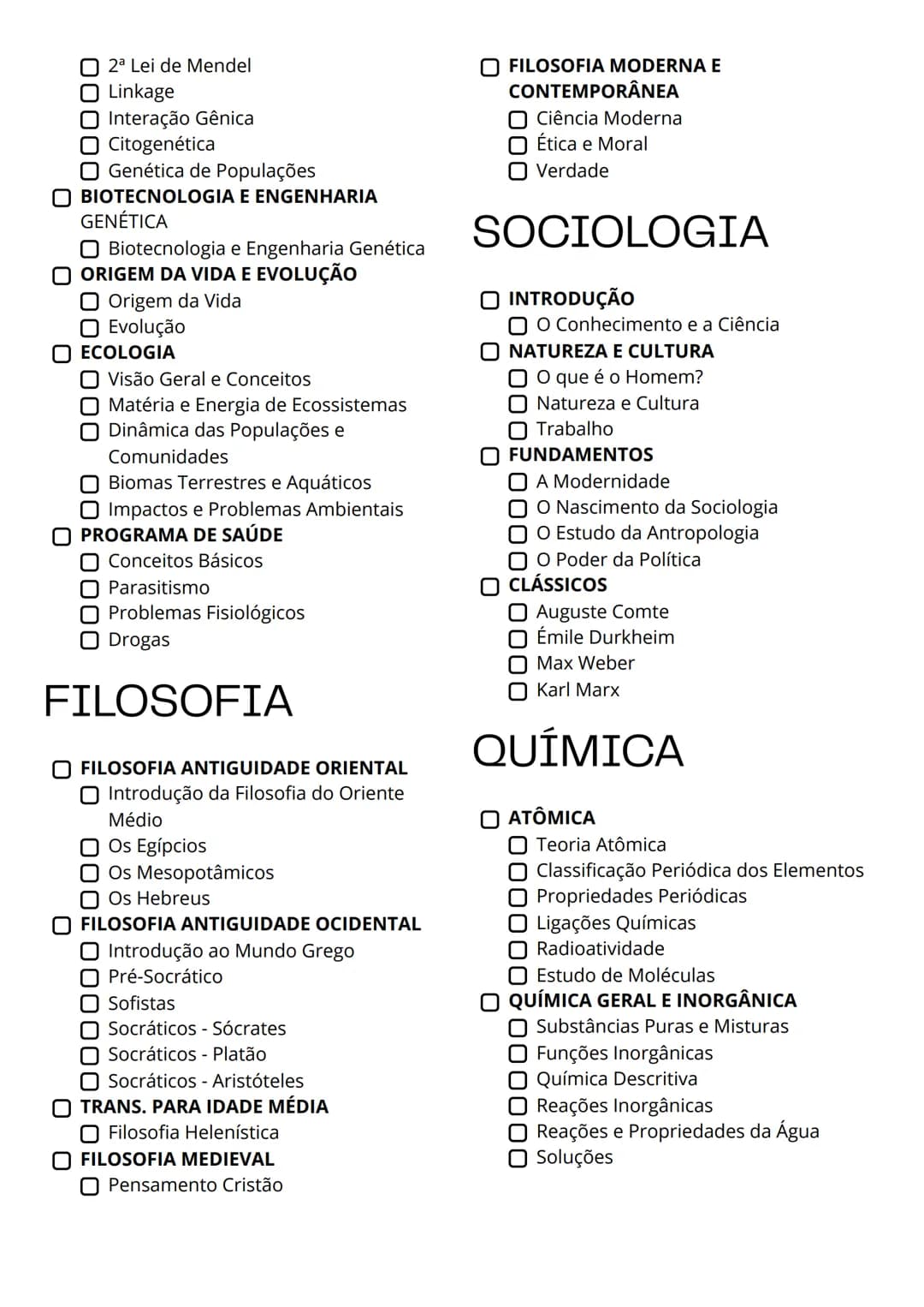 # CHECK LIST
ENEM 2025
HISTÓRIA
INTRODUÇÃO
Linha do tempo
PRÉ-HISTÓRIA
Pré-História
IDADE ANTIGA
Antiguidade Oriental
Antiguidade C