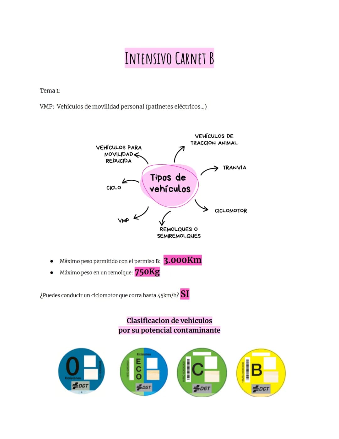 # INTENSIVO CARNET B
Tema 1:
VMP: Vehículos de movilidad personal (patinetes eléctricos...)
VEHÍCULOS DE
TRACCION ANIMAL
VEHÍCULOS PARA