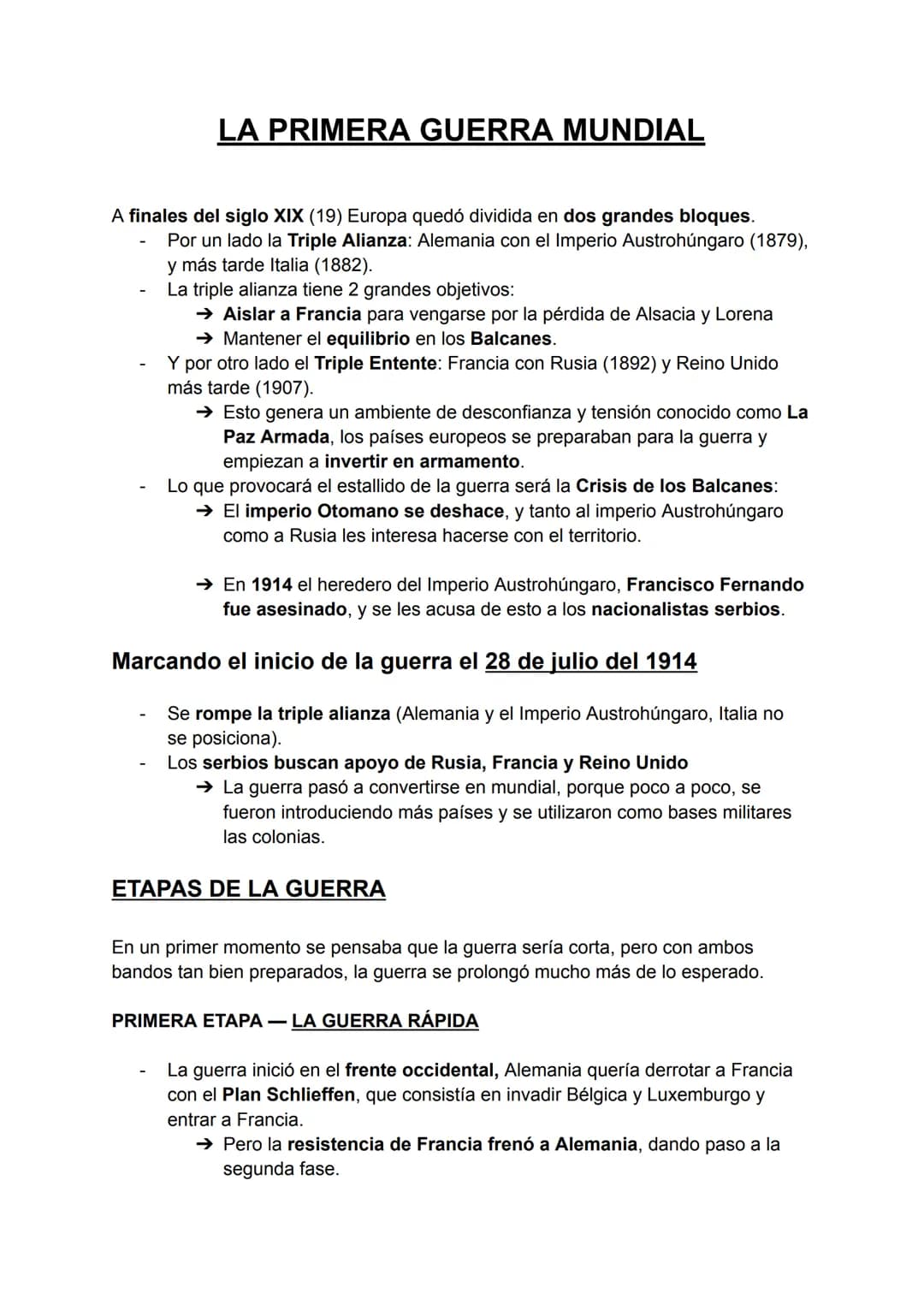 # LA PRIMERA GUERRA MUNDIAL
A finales del siglo XIX (19) Europa quedó dividida en dos grandes bloques.
- Por un lado la Triple Alianza: Ale