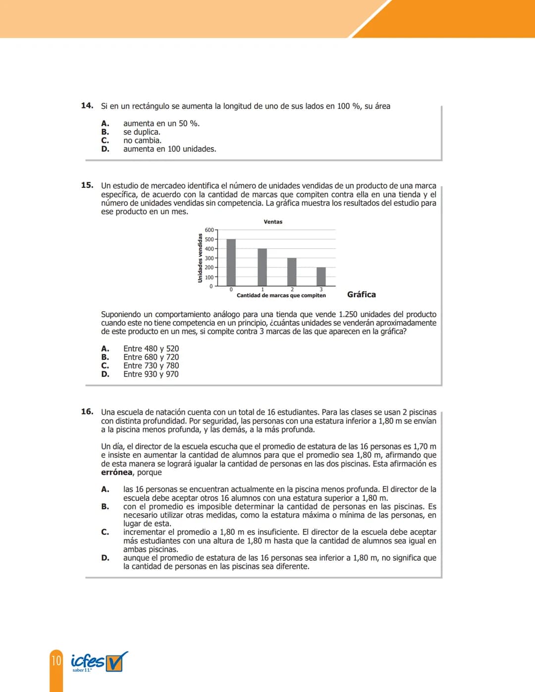 Cuadernillo de preguntas
Saber 11.°
Prueba de matemáticas
icfes
saber 11.°
GOBIERNO
DE COLOMBIA
MINEDUCACIÓN icfes
mejor saber President