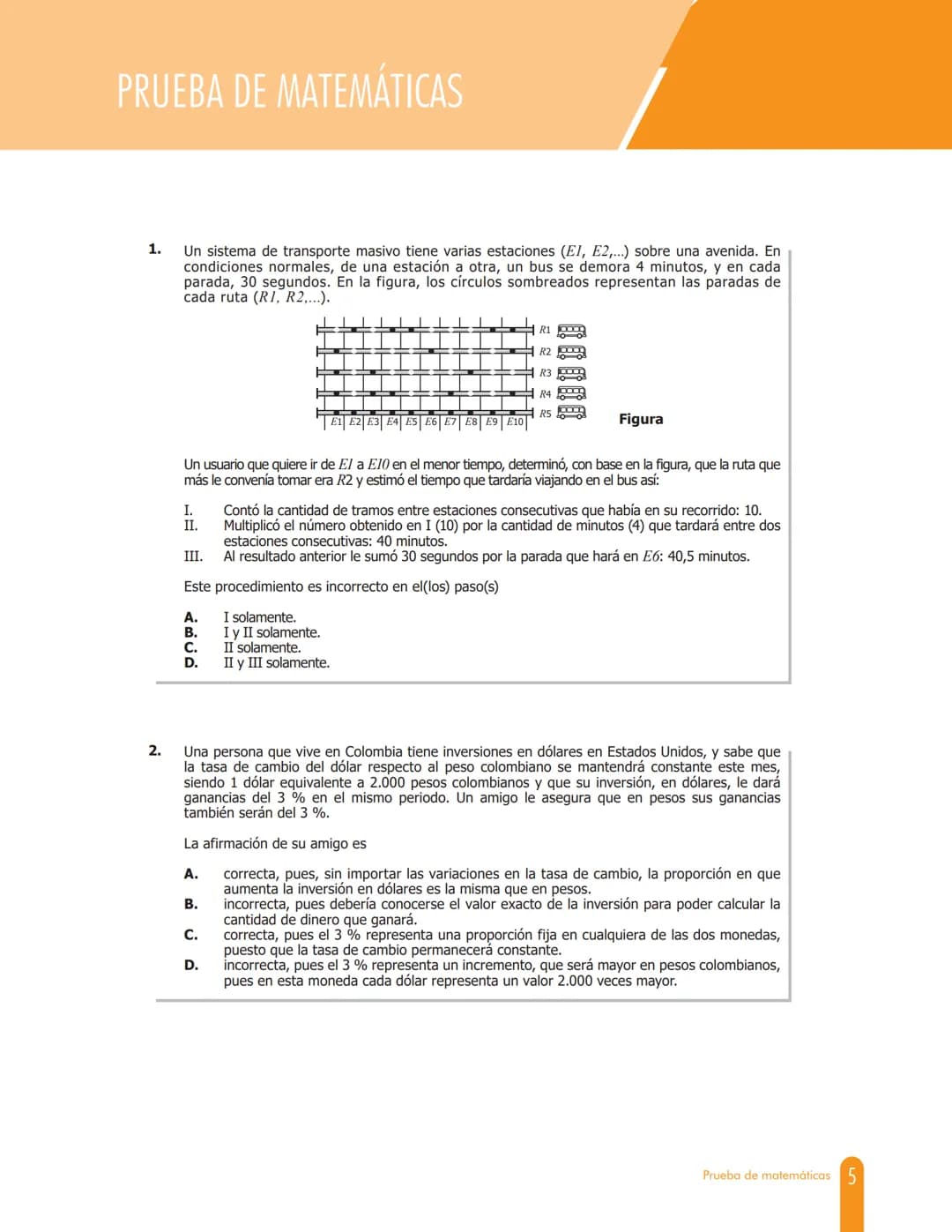 Cuadernillo de preguntas
Saber 11.°
Prueba de matemáticas
icfes
saber 11.°
GOBIERNO
DE COLOMBIA
MINEDUCACIÓN icfes
mejor saber President