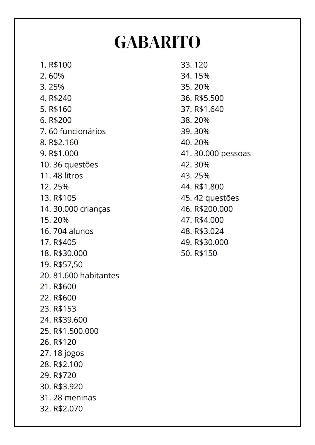 4
50
QUESTÕES DE
PORCENTAGEM
gx tgy = sin(x+u
a²+b²= cosxcos # QUESTÕES
1. Um produto custa R$500 e está com 20% de desconto. Qual o val