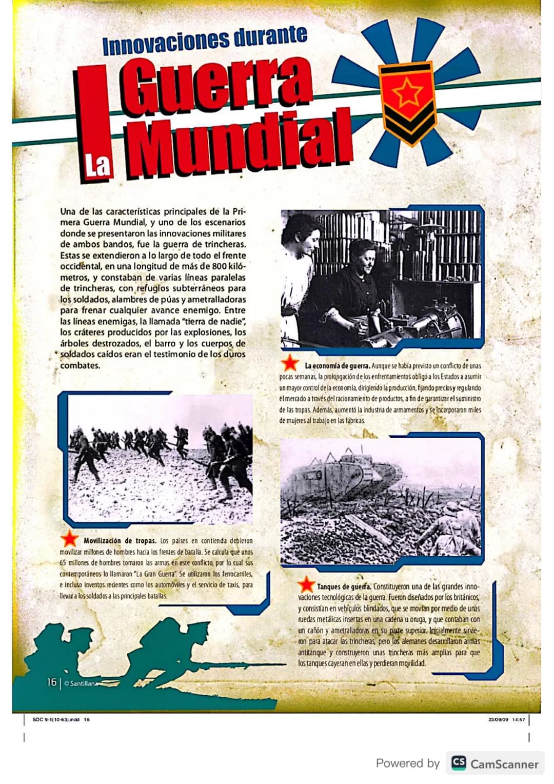 # Innovaciones durante
# Guerra
# Mundial
La
Una de las características principales de la Pri-
mera Guerra Mundial, y uno de los escenar