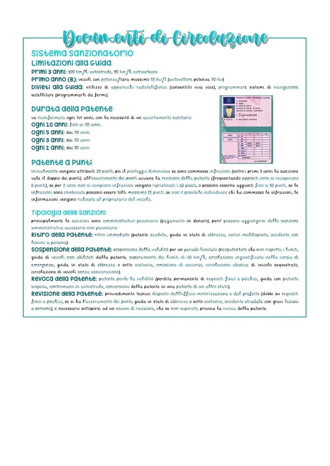 # Docun-enti di Circolazione
capitolo 20
quando si quida e necessario avere: patente di guida valida, carta di circolazione, certificato di