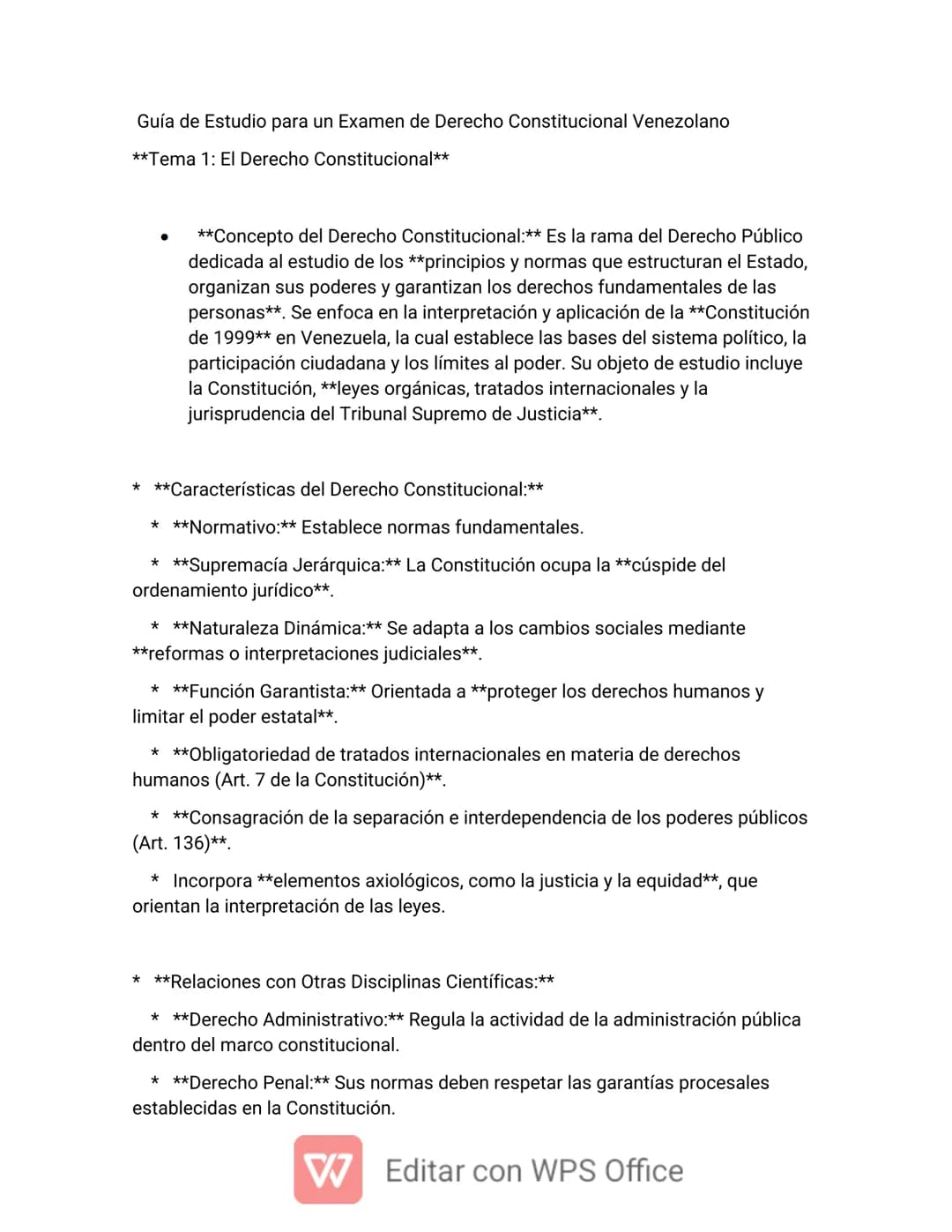 Guía de Estudio para un Examen de Derecho Constitucional Venezolano
**Tema 1: El Derecho Constitucional**
**Concepto del Derecho Constituc