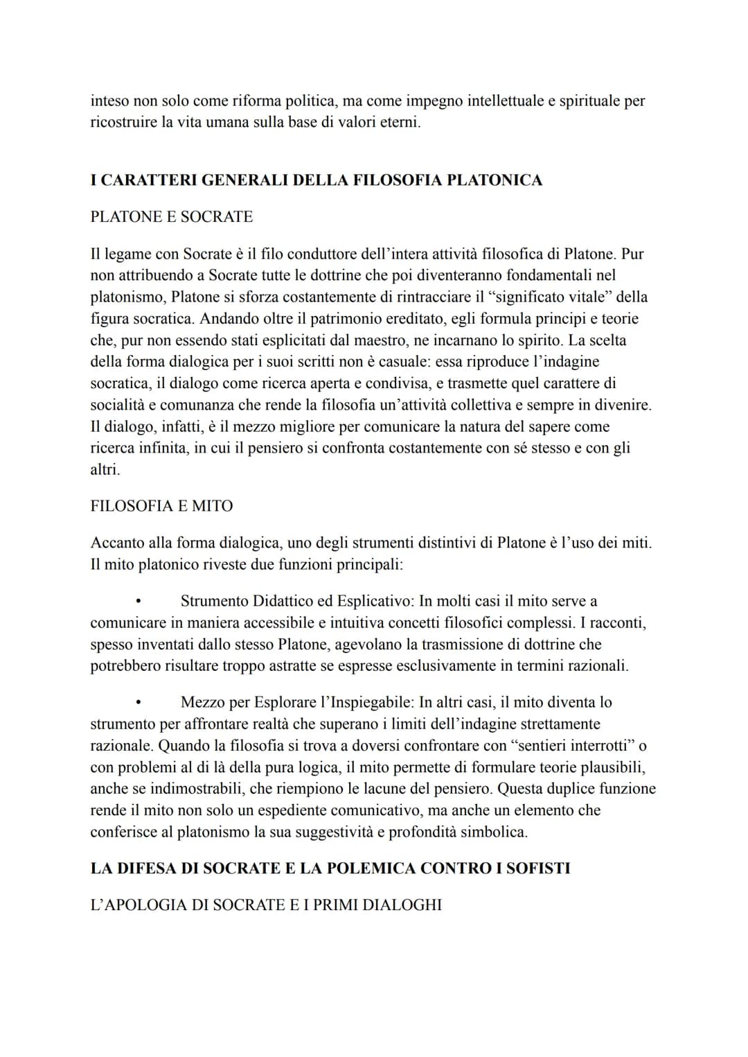 # PLATONE
IL PROGETTO FILOSOFICO E I DIALOGHI GIOVANILI
UNA RISPOSTA ALLA CRISI DELLA SOCIETA'
Il platonismo va compreso in relazione alla