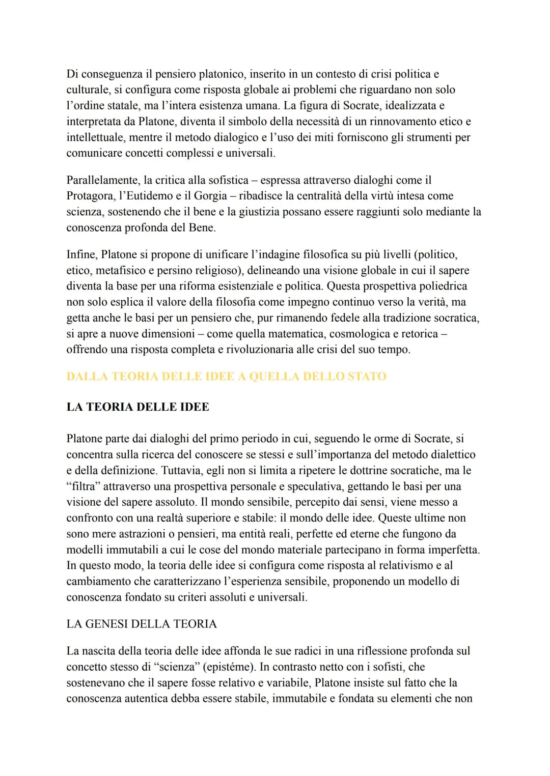# PLATONE
IL PROGETTO FILOSOFICO E I DIALOGHI GIOVANILI
UNA RISPOSTA ALLA CRISI DELLA SOCIETA'
Il platonismo va compreso in relazione alla