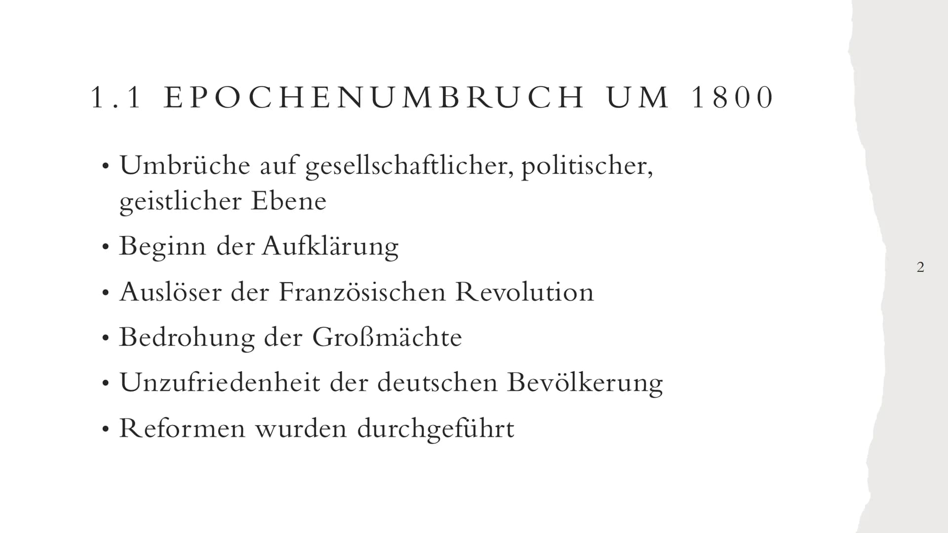 J
Gymnasium
Trossingen
Katja Gantert
JS1-5D1
Frau Fichter
10.03.2025
WERK UND AUTOR
IN SEINER ZEIT
1 1.1 ЕРОCHENUMBRUCH UM 1800
• Umbrüch