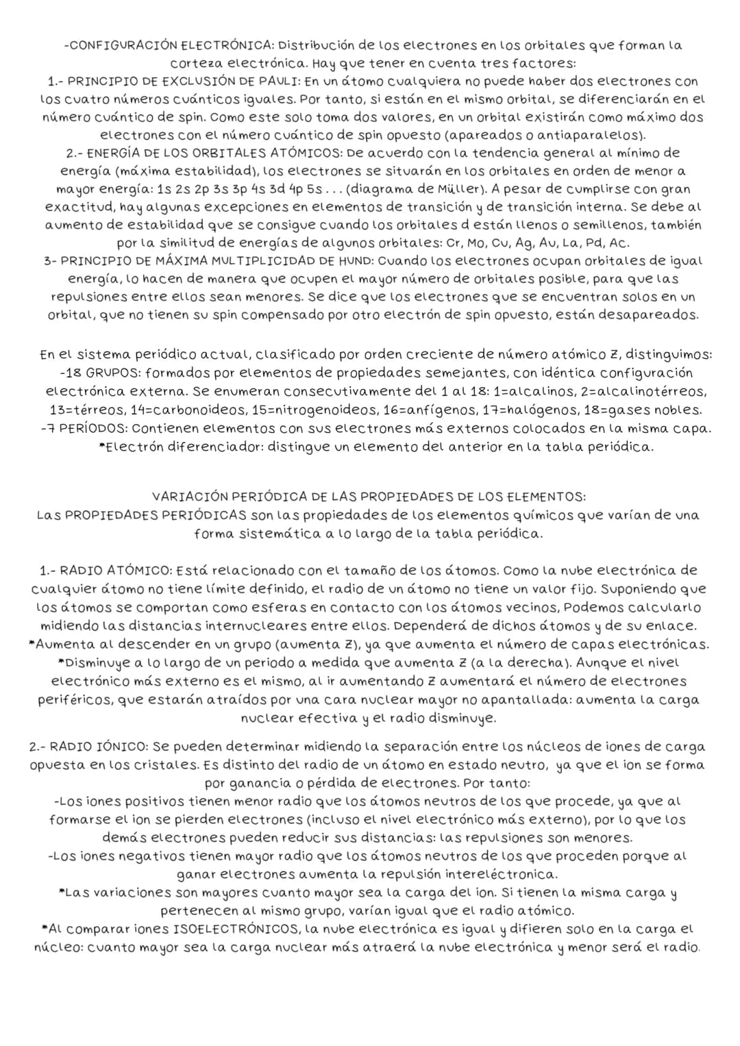 # TEMA 1: ESTRUCTURA ATÓMICA Y CLASIFICACIÓN PERIÓDICA DE LOS
ELEMENTOS
-Un átomo está en estado FUNDAMENTAL cuando el electrón se mueve en