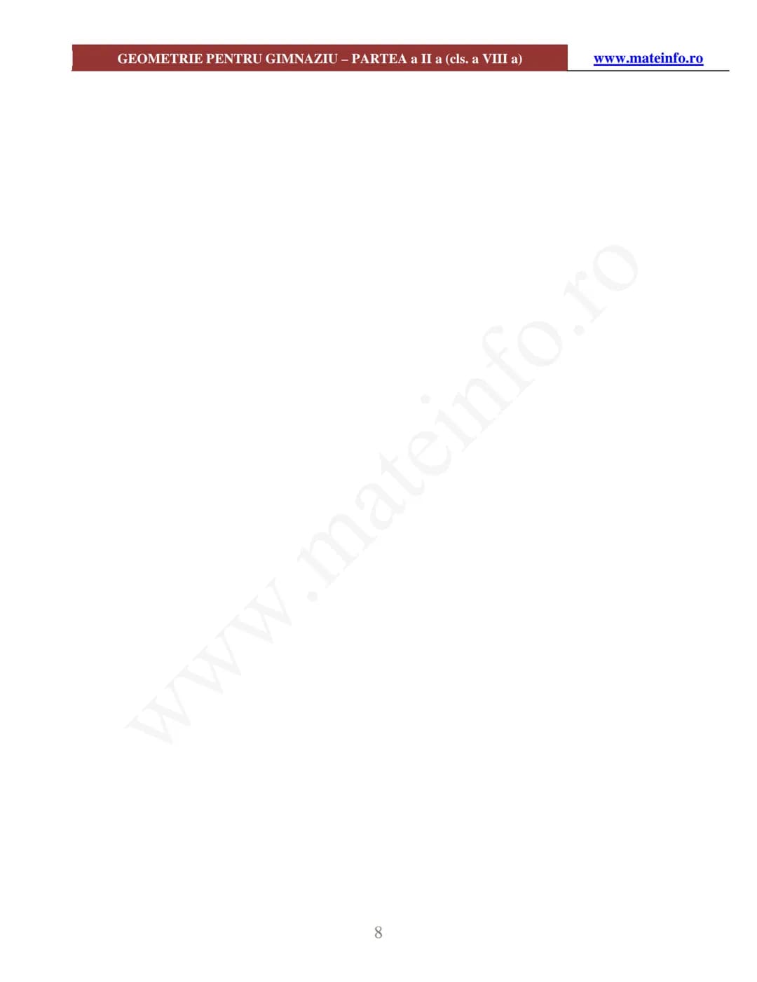 GEOMETRIE PENTRU GIMNAZIU - PARTEA a II a (cls. a VIII a)
www.mateinfo.ro
Geometrie - pentru pregătirea Evaluarii Naționale la Matematică
(