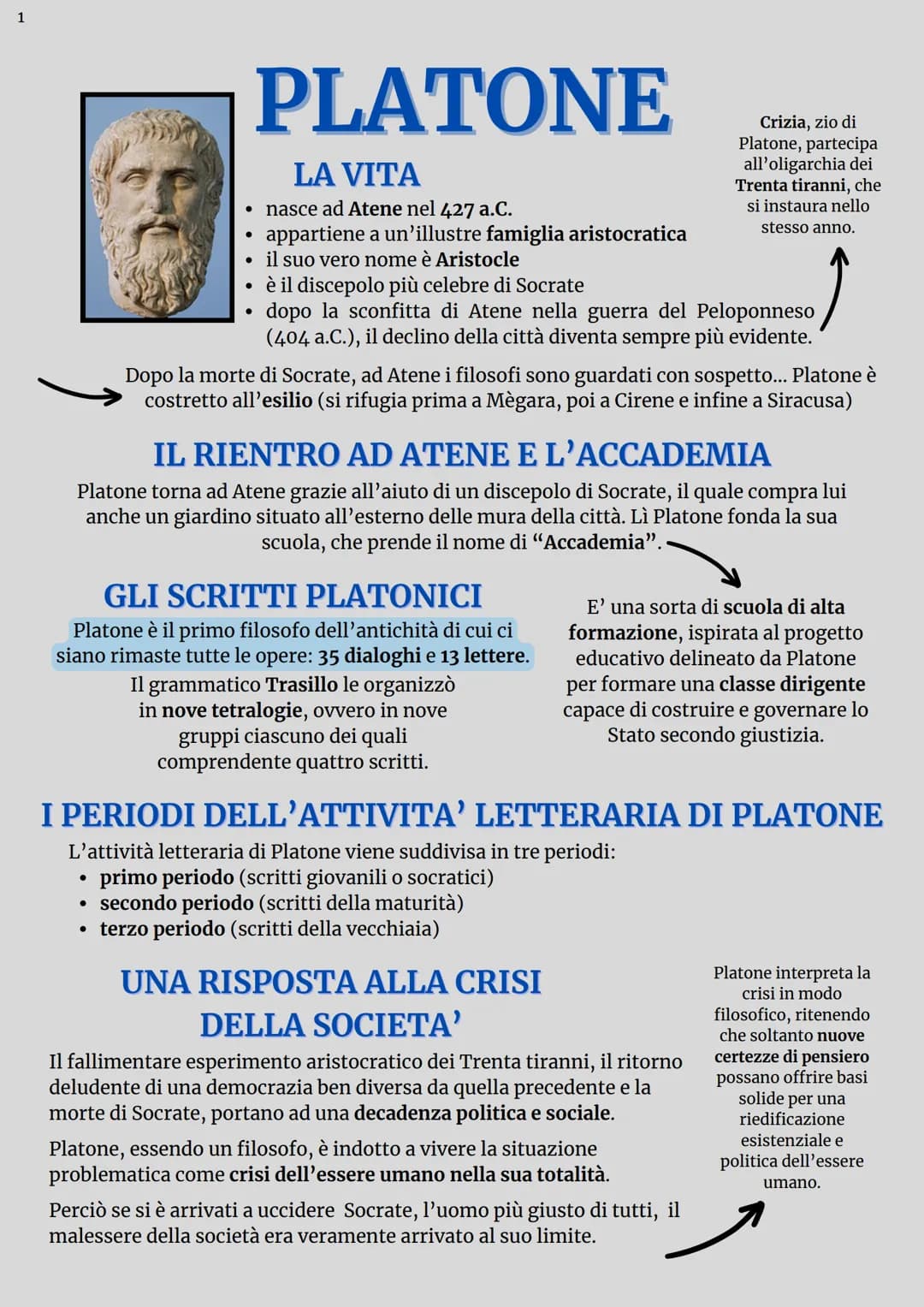# PLATONE
LA VITA
* nasce ad Atene nel 427 a.C.
* appartiene a un'illustre famiglia aristocratica
* il suo vero nome è Aristocle
*