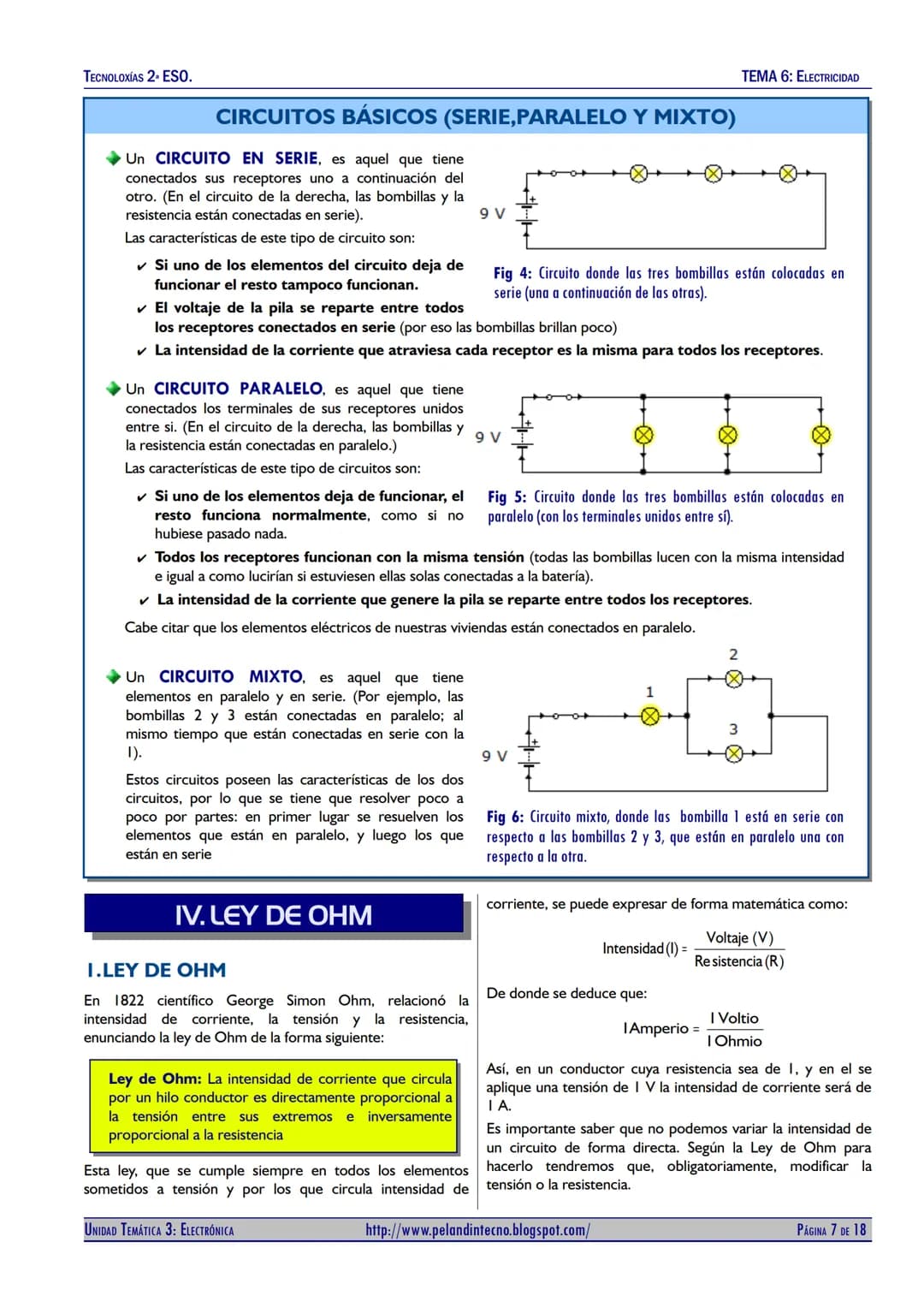 TECNOLOXÍAS 2. ESO.
TEMA 6: ELECTRICIDAD
# UNIDAD TEMÁTICA 6
# ELECTRICIDAD
9 V
4V
4 k$\Omega$
8 Κ$\Omega$
16 Κ$\Omega$
32 Κ$\Omega