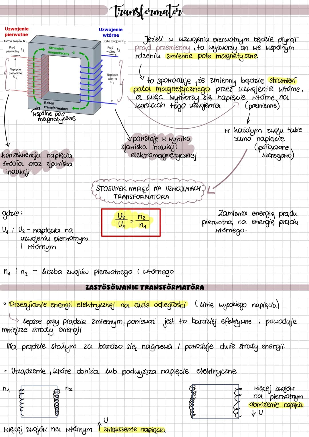 # Transformator
Uzwojenie
pierwotne
Liczba zwojów N
Prad
pierwotny 11
Napięcie
Opierwotne
Strumień
magnetyczny
Rdzeń
transformatora
wspól
