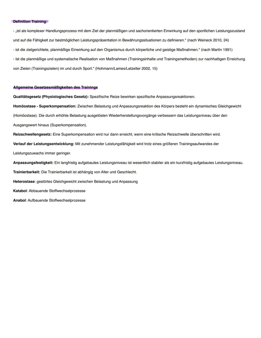 Inhalte des Sportprofils 2022-2025
ALLGEMEINE GRUNDLAGEN zum sportlichen Training
Definition Training
Trainingsprinzipien✓
alle Zusatzinfor