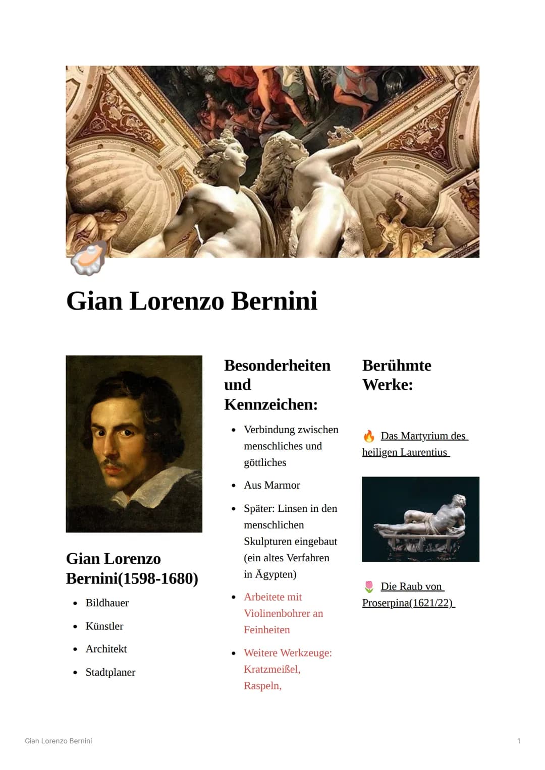 # Gian Lorenzo Bernini
Gian Lorenzo
Bernini (1598-1680)
* Bildhauer
* Künstler
* Architekt
* Stadtplaner
Besonderheiten
und
Kennz