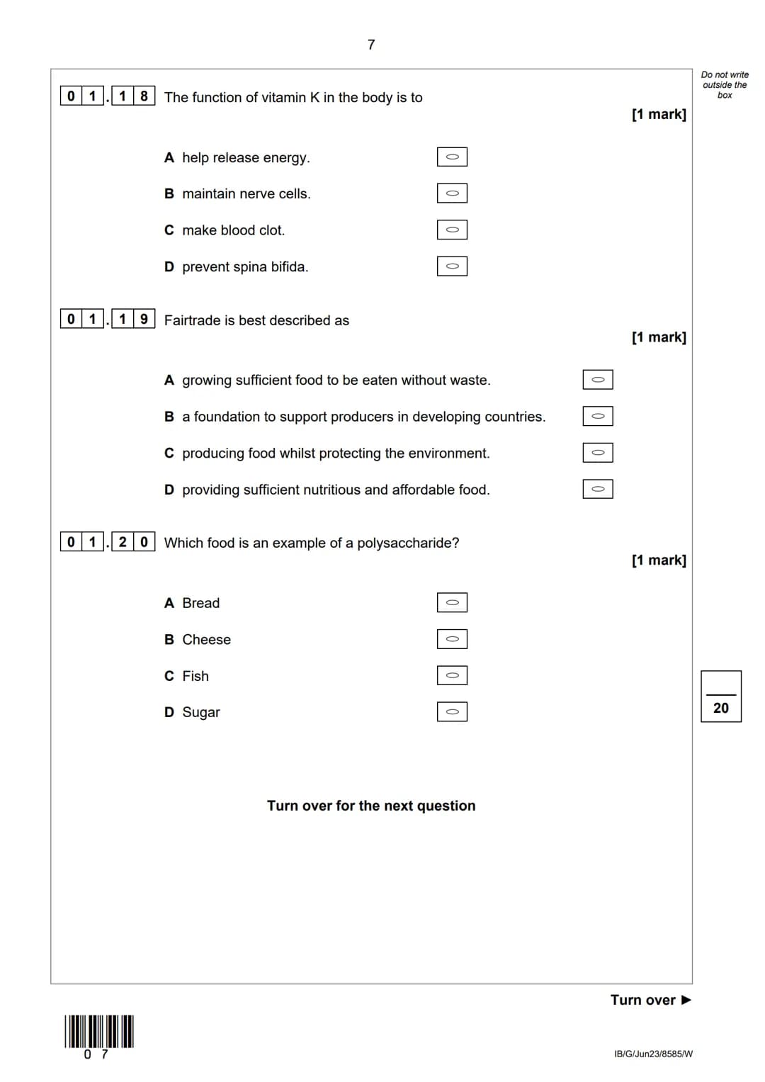 # AQA
Please write clearly in block capitals.
Centre number
Surname
Forename(s)
Candidate signature
I declare this is my own work.
Ca
