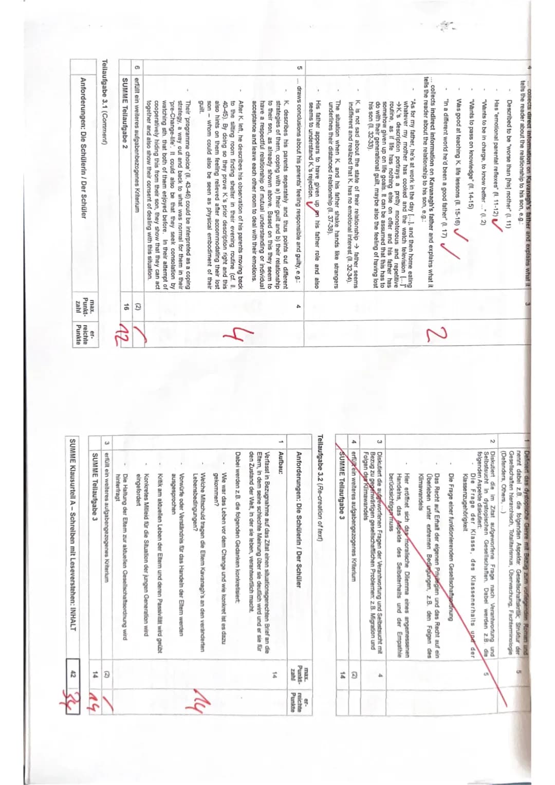 Bewertungsraster Klausur Englisch GK 02 Literary Visions oft he Future
Name
Klausurteil B (70%): Schreiben mit Leseverstehen (integriert)
1