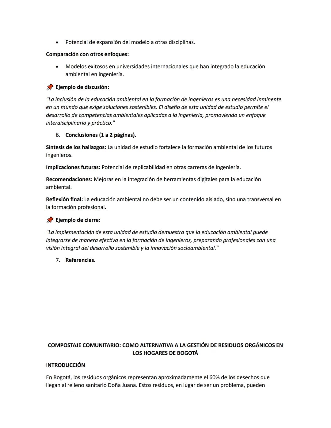 # 1. Título
Debe ser claro, preciso y reflejar la integración de la educación ambiental en la formación de
ingenieros.
# 2. Resumen.
*