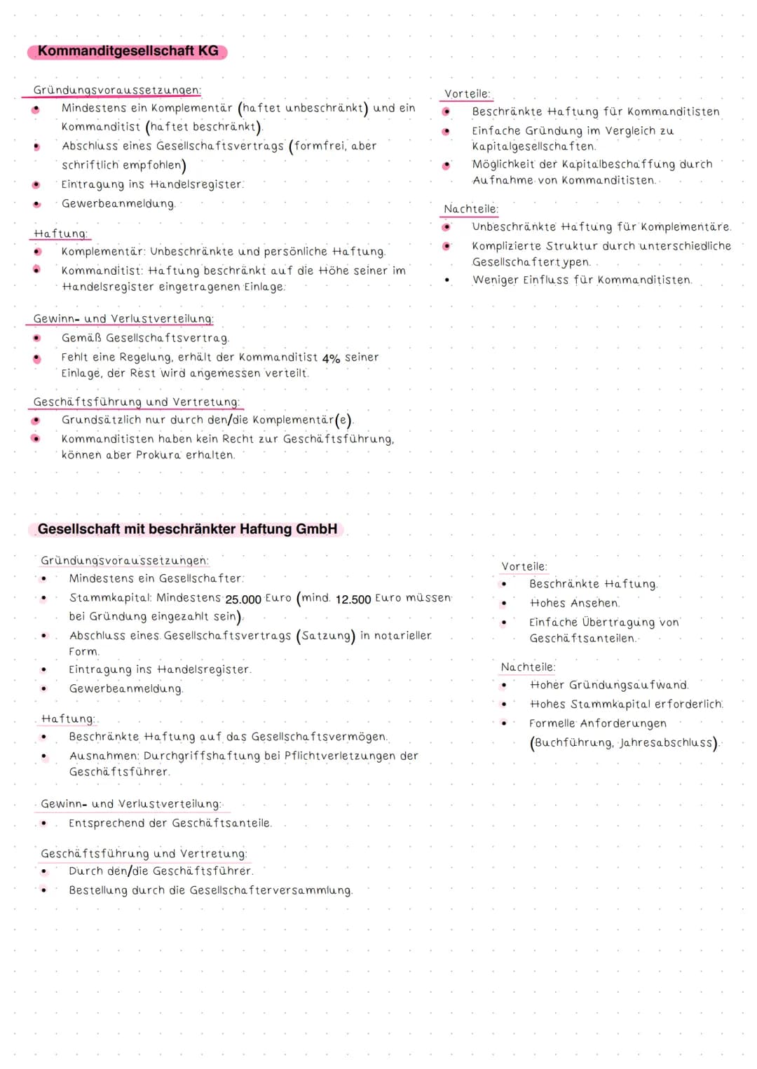 # Rechtsformen
## Einzelunternehmen
Gründungsvoraussetzungen:
- Kein Mindestkapital erforderlich.
- Eintragung ins Handelsregister (abhäng