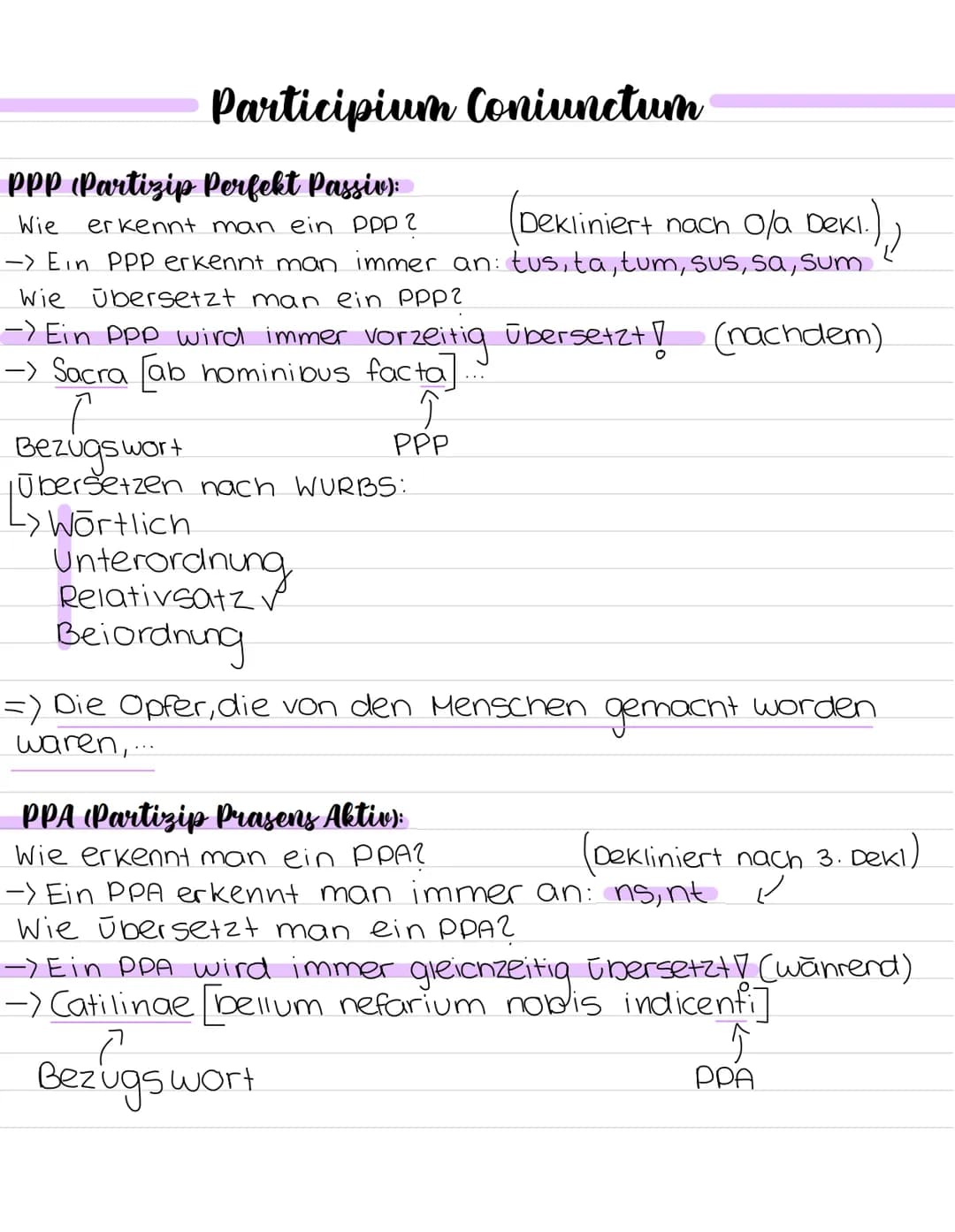 # Participium Coniunctum
PPP (Partizip Perfekt Passiv):
Wie erkennt man ein PPP 2
(Dekliniert nach Ola Deki.))
-> Ein PPP erkennt man immer