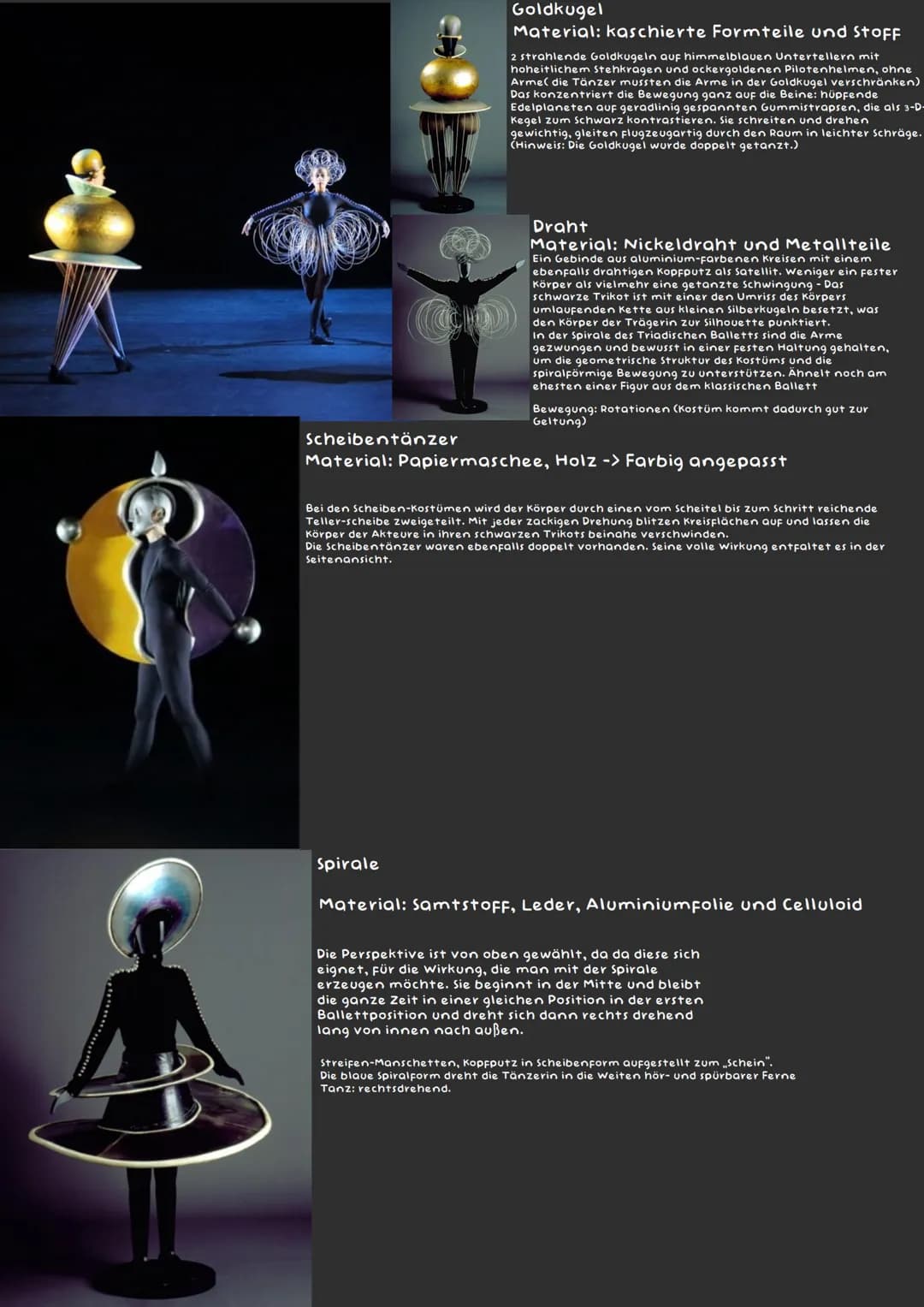 # Triadisches Ballett
Analyse:
Raum-Körper-Bewegung
Fühlen wir bei seinen Figuren das was er will?
Material, andere Größen, Farben, Bewegun
