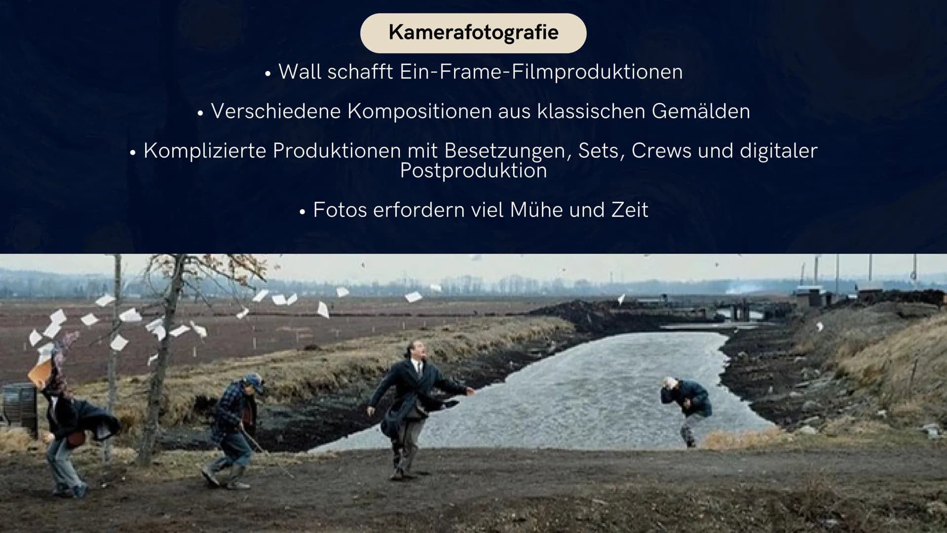 # exploring
# JEFF WALL
INZINIERTE FOTOGRAFIE # Die
# GLIEDERUNG
* Jeff Wall
* Lebenslauf
* Werkübersicht
* Thematik
* Inhalt