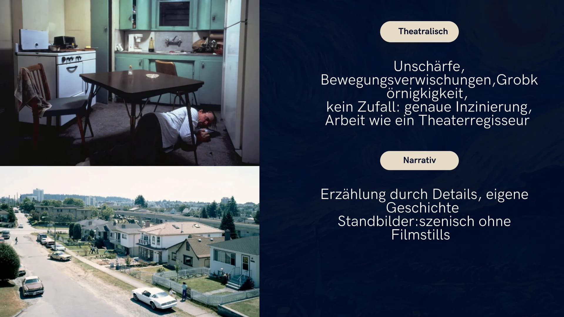 # exploring
# JEFF WALL
INZINIERTE FOTOGRAFIE # Die
# GLIEDERUNG
* Jeff Wall
* Lebenslauf
* Werkübersicht
* Thematik
* Inhalt