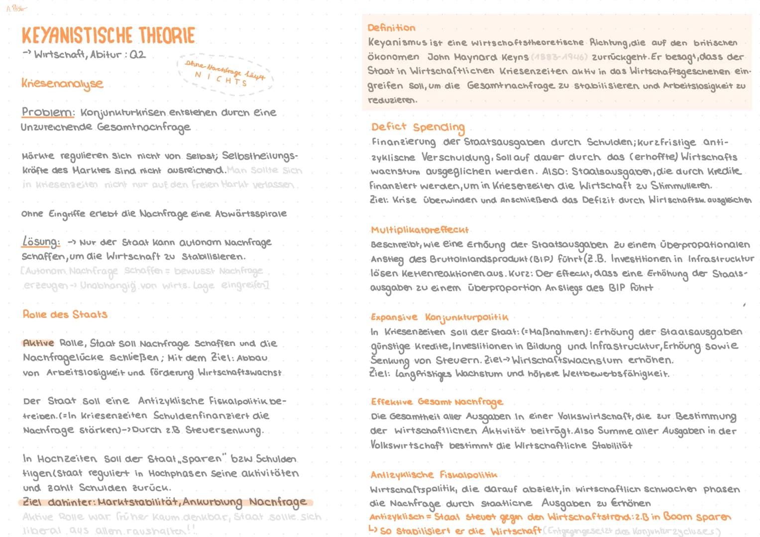A Priser
(transfer Abitur?).
KEYANISTISCHE THEORIE
-Wirtschaft, Abitur: Q2
Wirtschaftspolitische Praxis
→Wie keyanistische Maßnahmen in