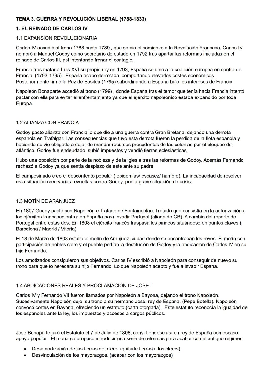 TEMA 3. GUERRA Y REVOLUCIÓN LIBERAL (1788-1833)
1. EL REINADO DE CARLOS IV
1.1 EXPANSIÓN REVOLUCIONARIA
Carlos IV accedió al trono 1788 h