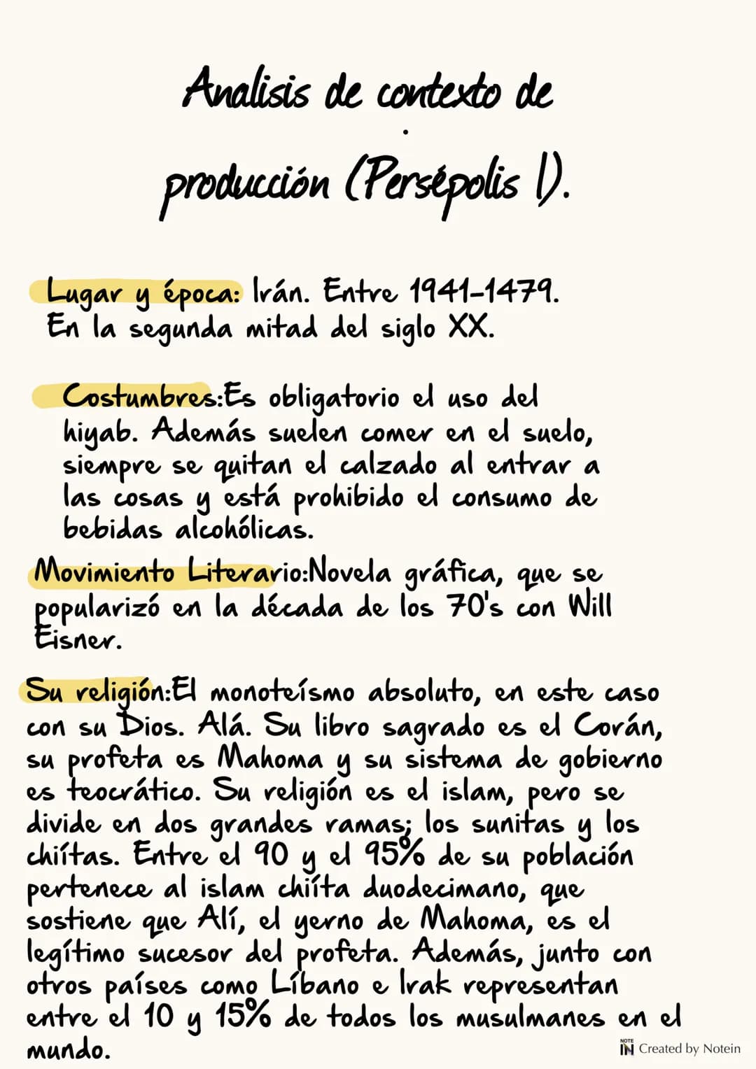 # PERSÉPOLIS Uno
IN Created by Notein # Caracterización de la protagonista
La protagonista era una niña valiente y curiosa,
aunque se dej